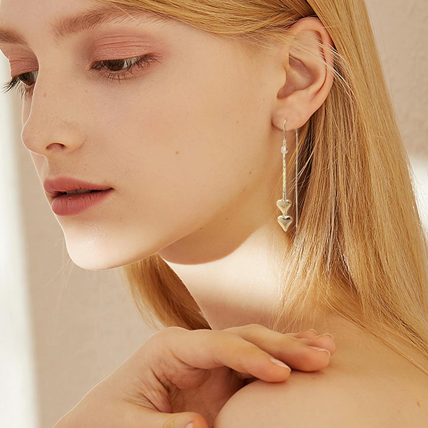 Sonateomber Gold Long Chain Threader Earrings for Women - Fashion Statement Drop Dangle Thread Earrings Jewelry Gift