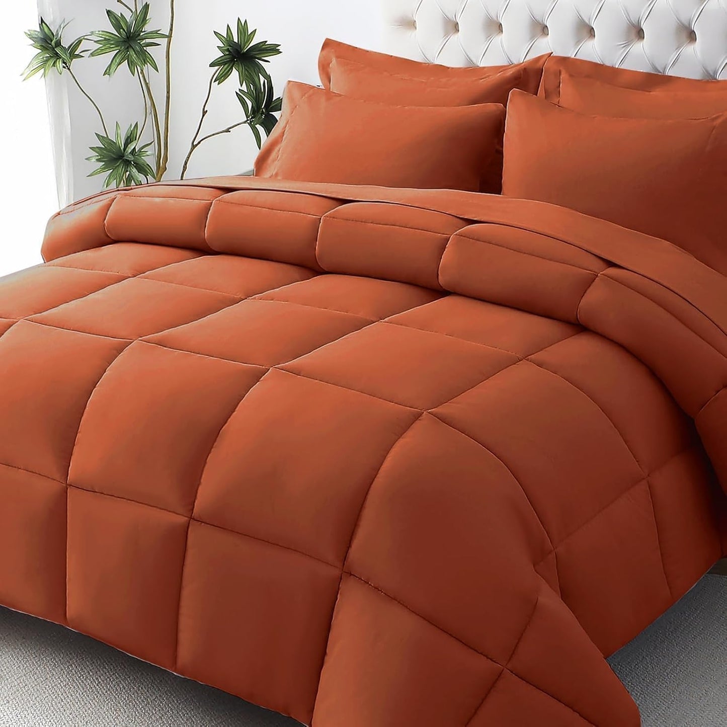Queen Comforter Set, Ultra-Soft Bed in a Bag Queen Size 7 count
