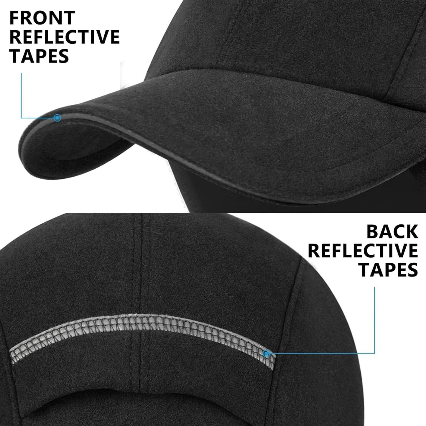 Women's Winter Reflective Fleece Ponytail Hat with Drop Down Ear Warmer
