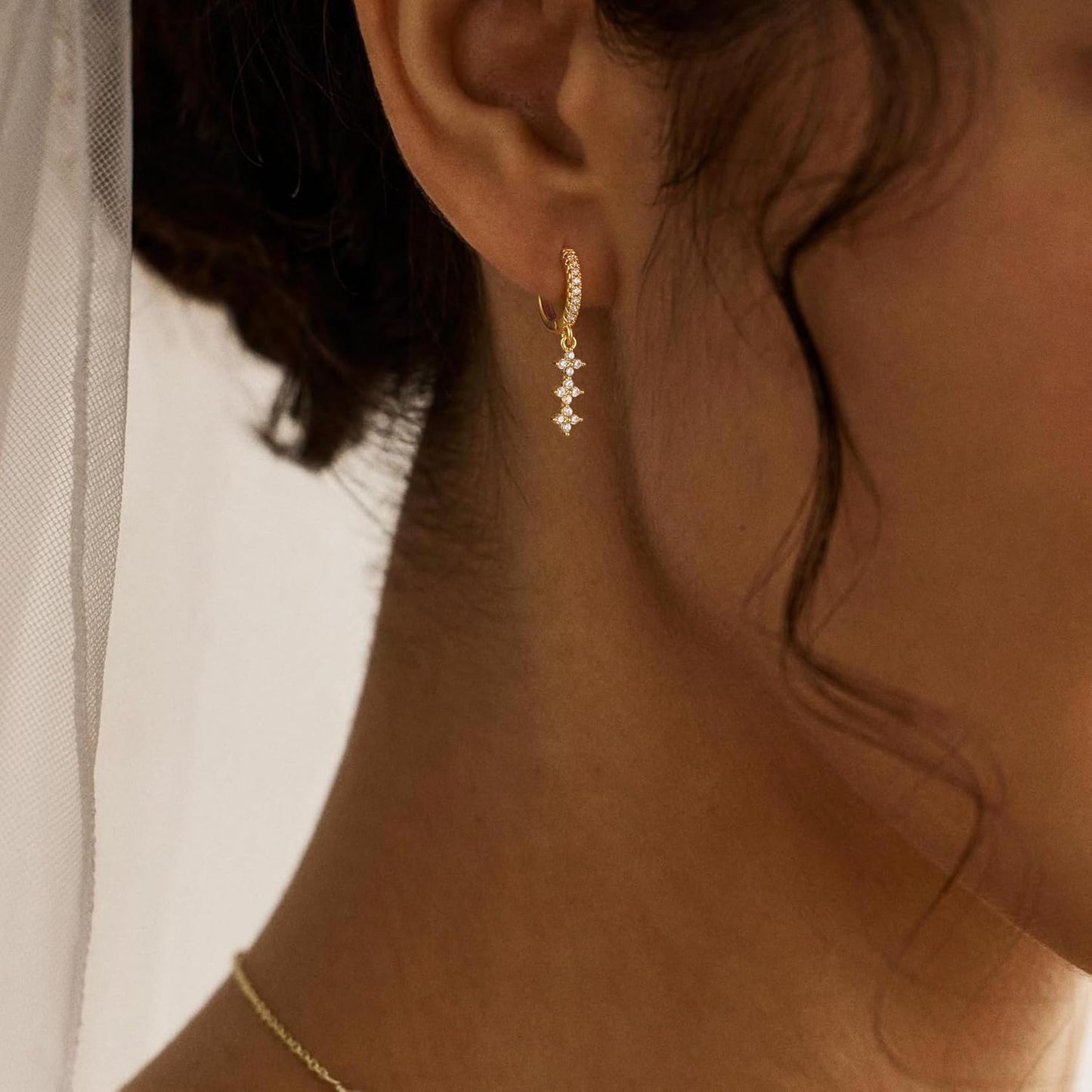 Dangle Earrings for Women 14K Gold Plated Dangly Dangling Earrings Dainty Trendy Drop Hypoallergenic Square