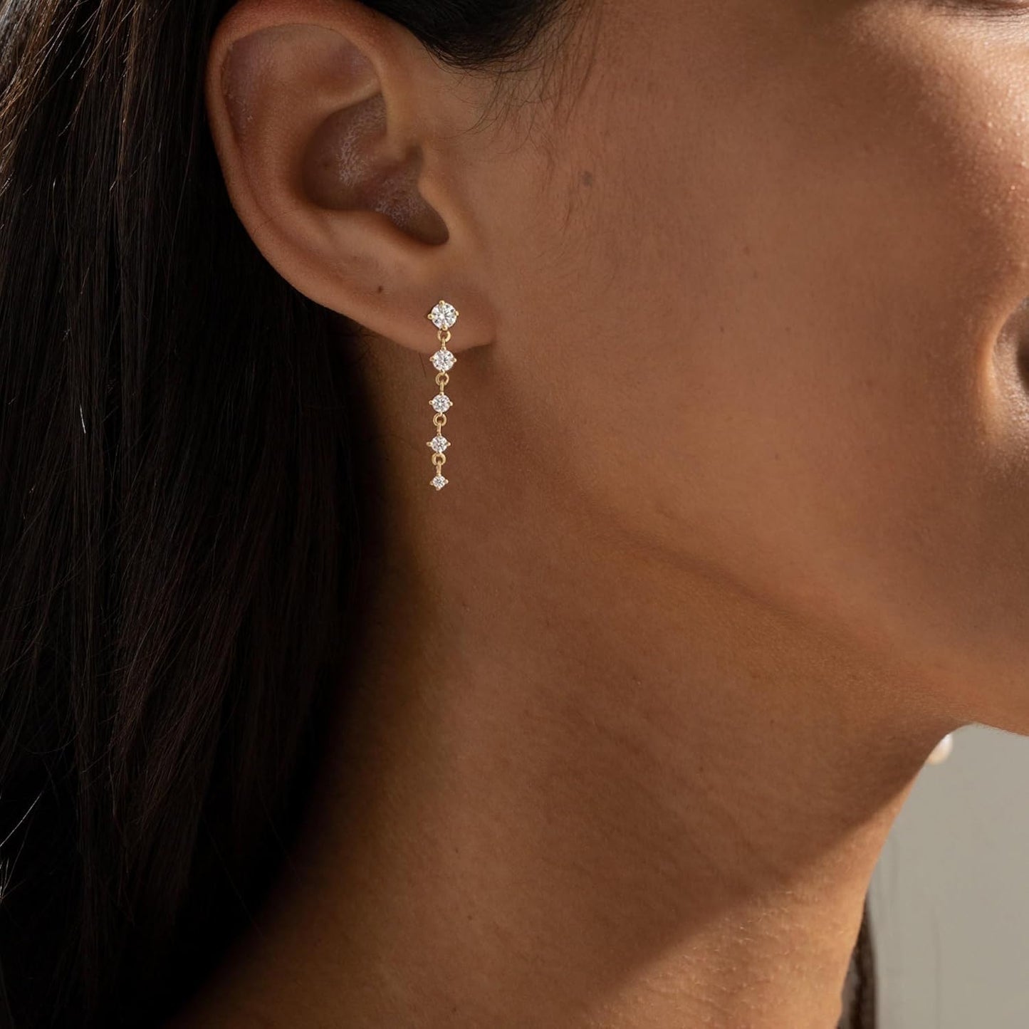 14K Gold Plated Butterfly Dangle Earrings for Women - Dainty, Trendy, CZ Drop Earrings - Simple Long Dangling Jewelry