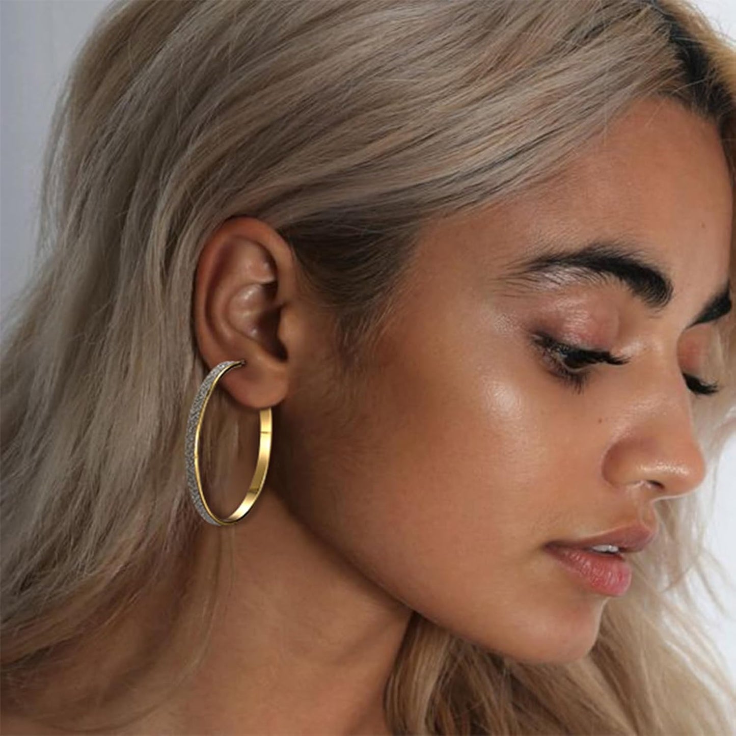 Gold Hoop Earrings Set for Women, 12 Pairs Large/Big Thin Thick Gold Hoops Earrings Loop Pack for Jewelry Gift 40mm/50mm