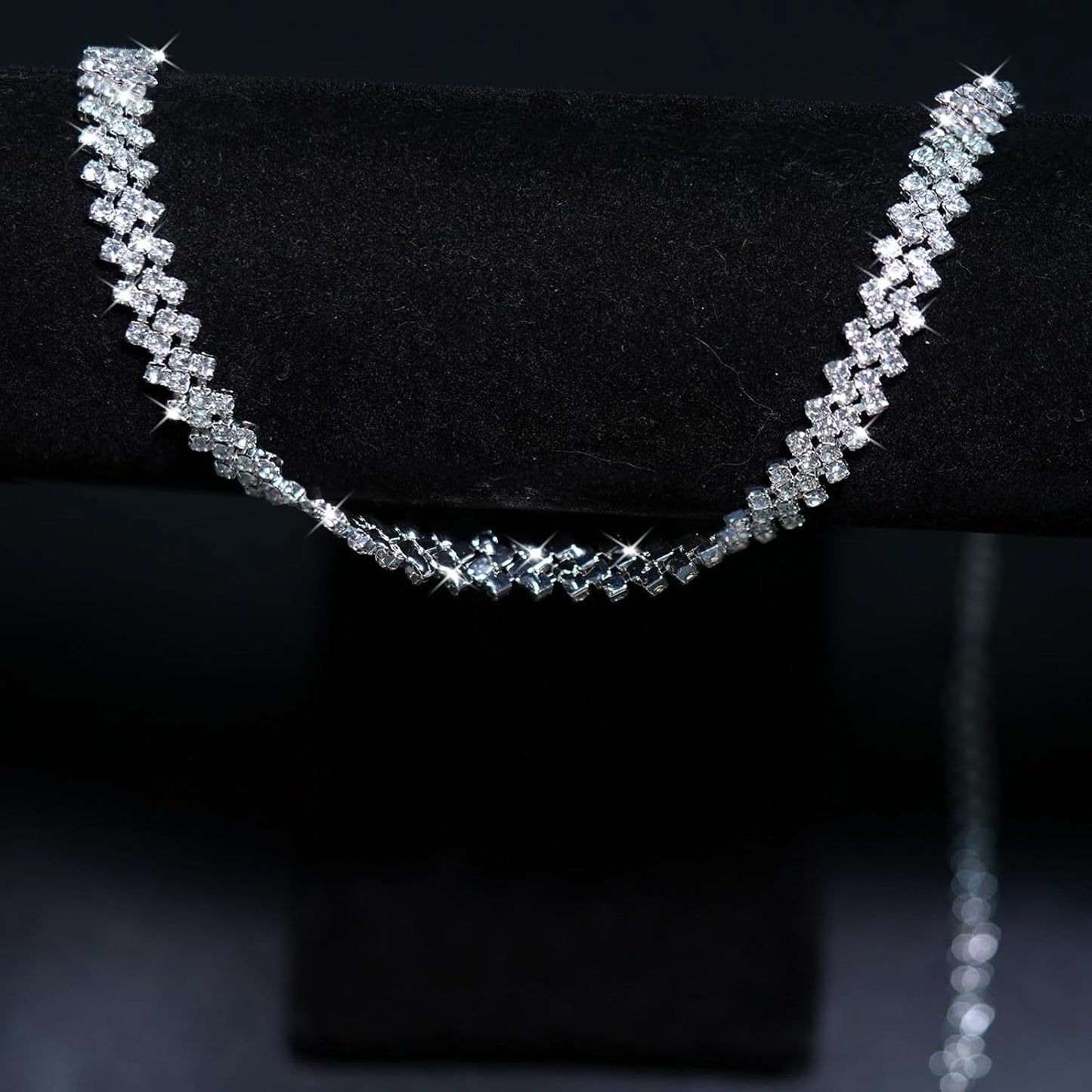 Silver Rhinestone Choker Necklace for Women, Sparkly Crystal Diamond Choker for Party Prom Wedding Jewelry Accessories
