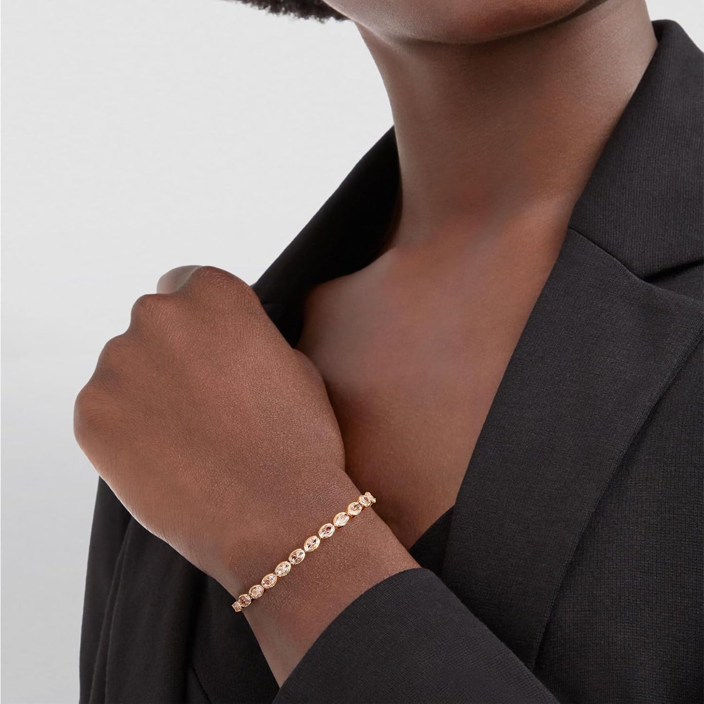 14K Gold Plated Tennis Bracelet for Women – Classic CZ Link Design, Fits 6.0"–7.2" Wrists – Stylish Sparkling Jewelry Gift