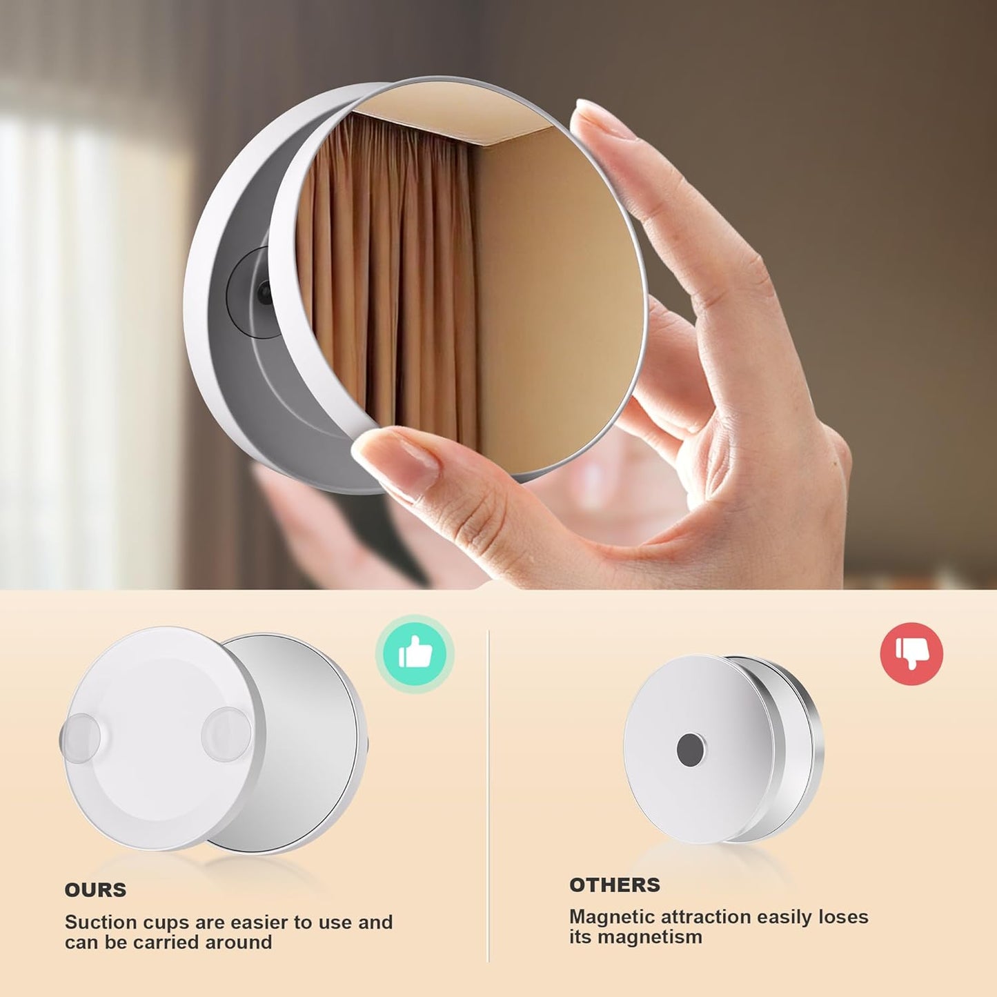 9.8" x 12" LED Makeup Mirror, Light & Brightness Adjustment, Smart Sensor, with 5X Magnifying Glass