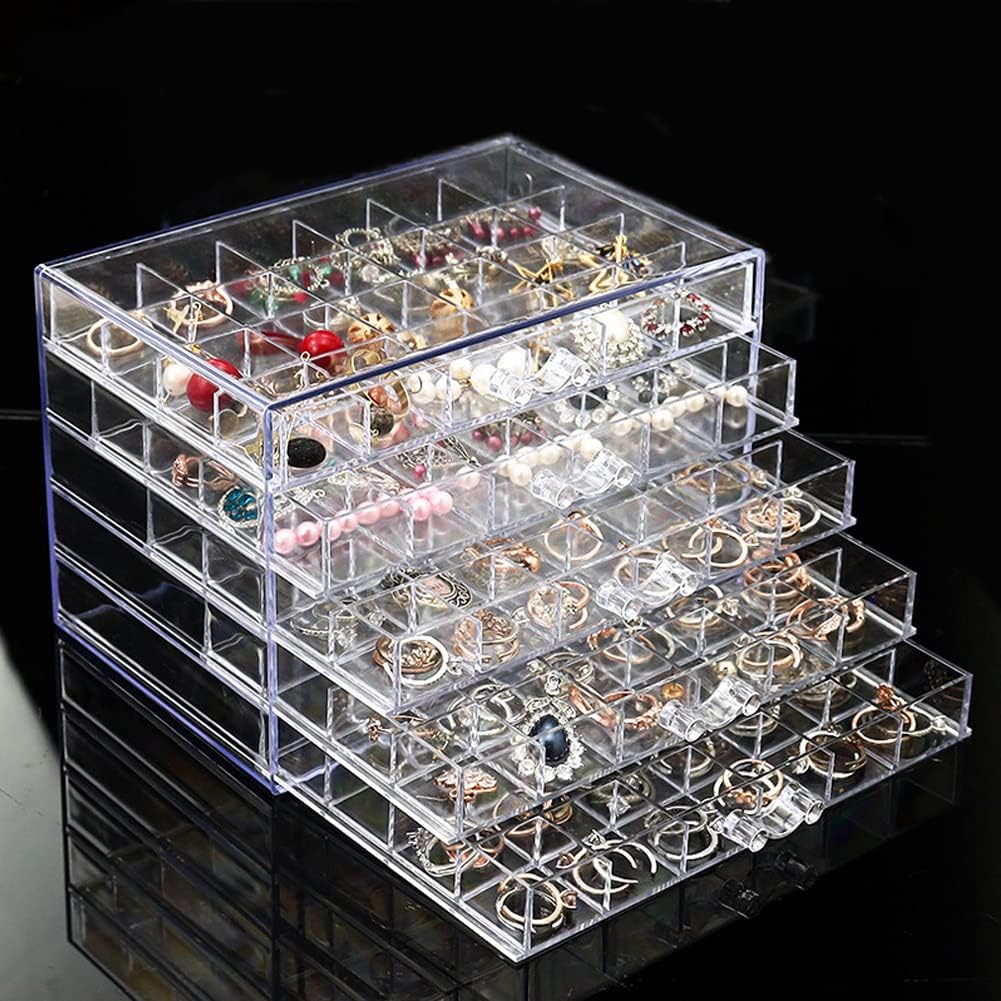 Acrylic Jewelry Storage Box Stand with 120 Small Compartments