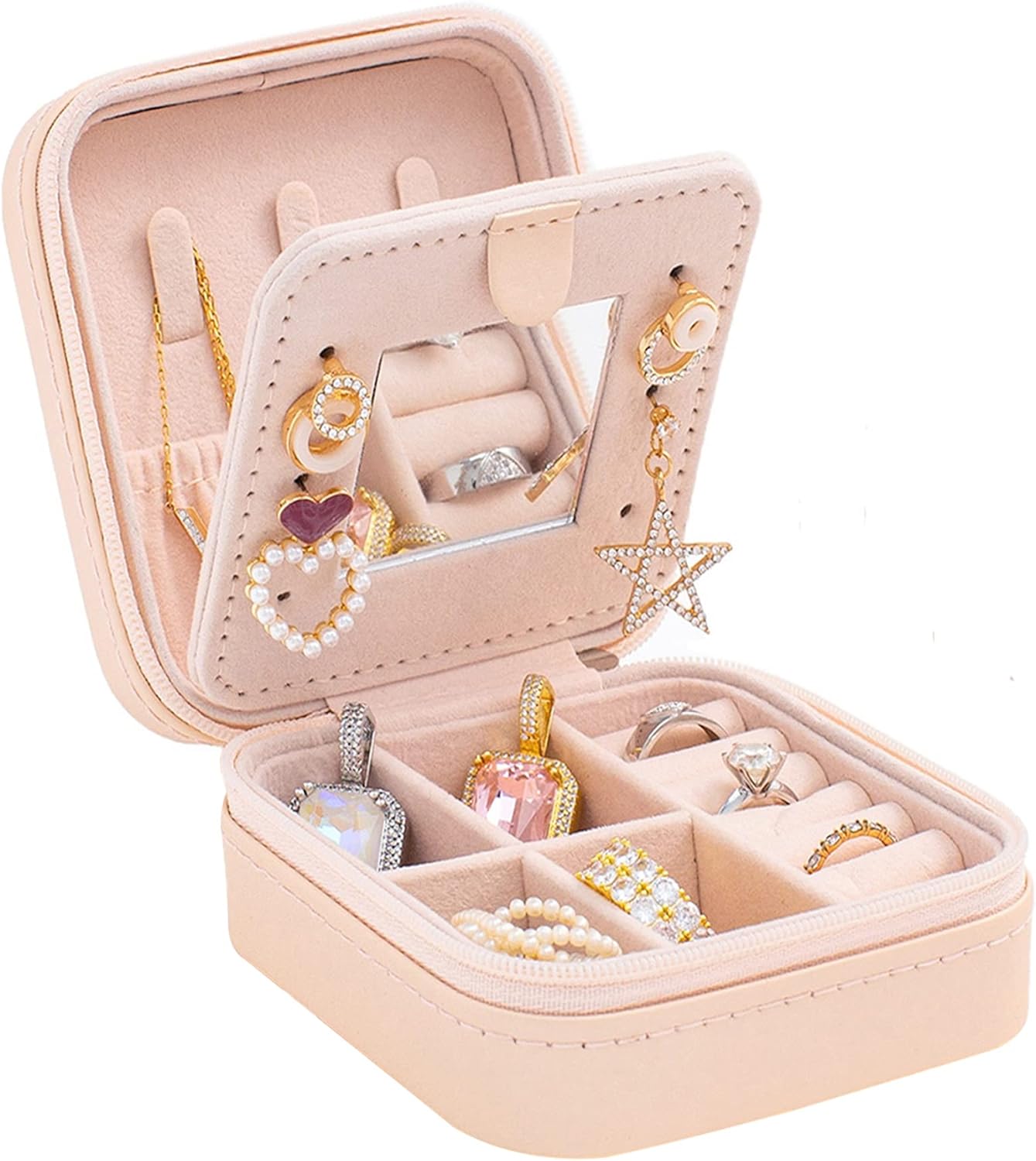Travel jewelry box Travel Jewelry Organizer Small box Gift for Girls Women with Mirror