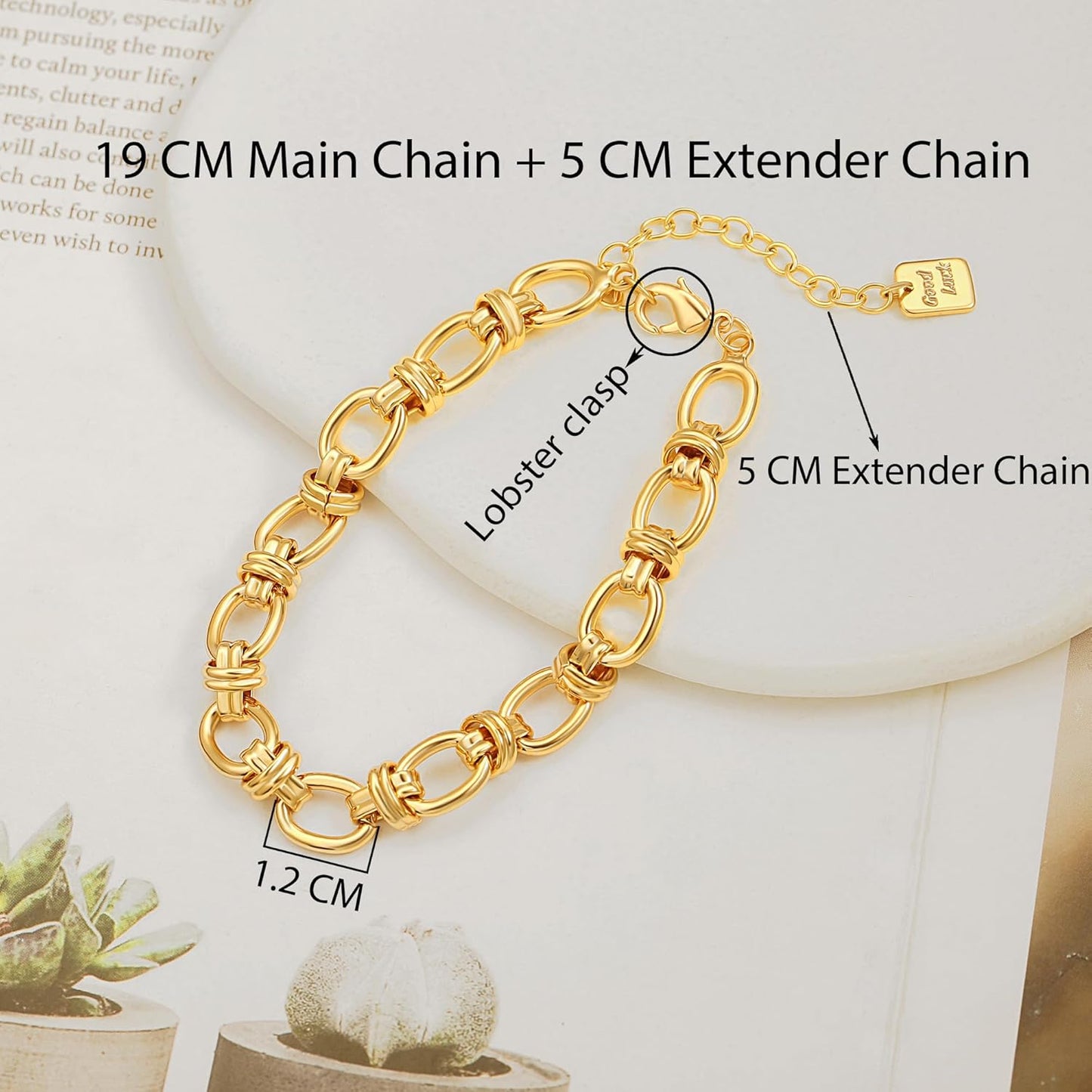 18k Gold Plated Personalized Chunky Cuban Oval Link Chain Bracelets for Men Toggle Rope Bracelet Jewelry for Women