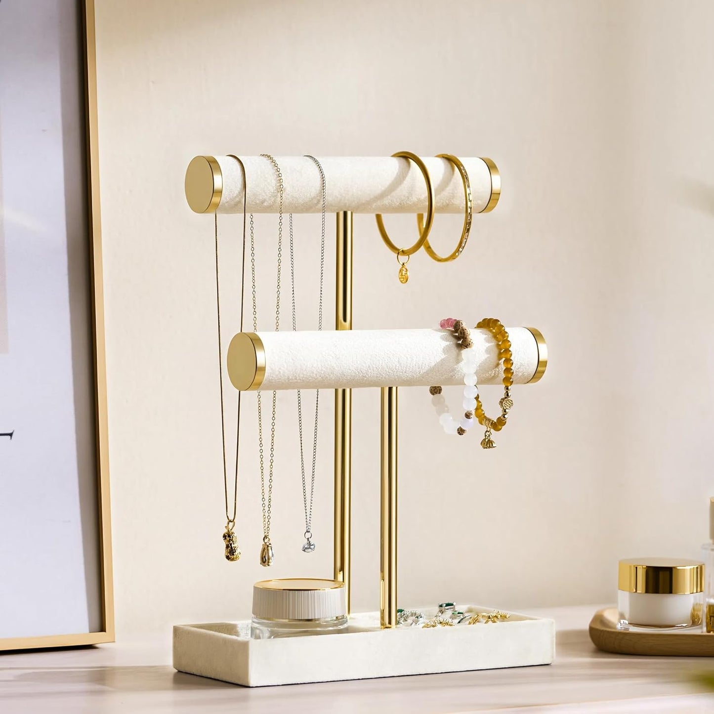 2 Tier Bracelet Holder Display - Detachable T Bar Bracelet Holder, Jewelry Holder Organizer