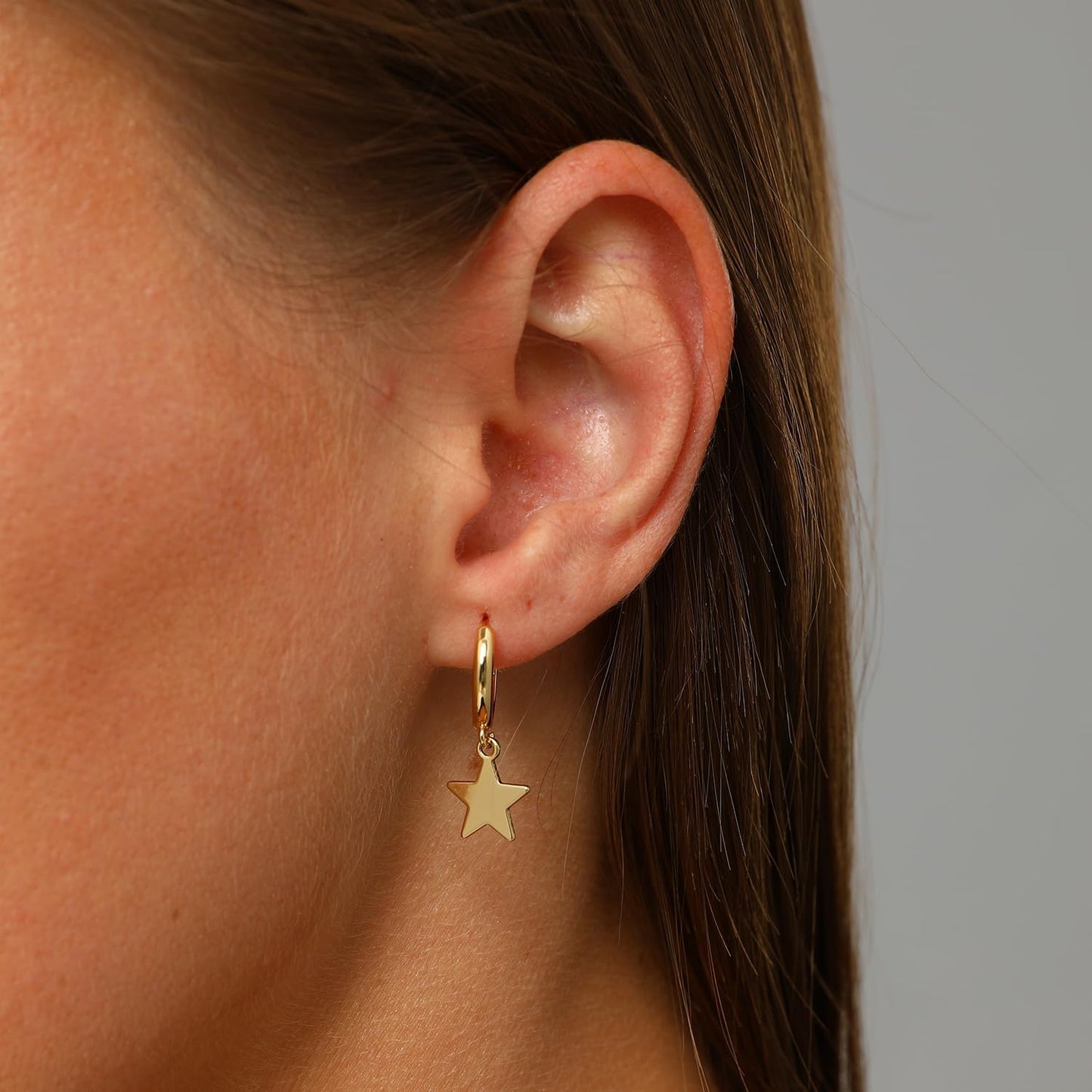 Gold Huggie Small Hoop Earrings with Charm Personalized /Star/Cross/Lock/Key 18k Gold Plated Crystal Drop Dangle Earrings for Women