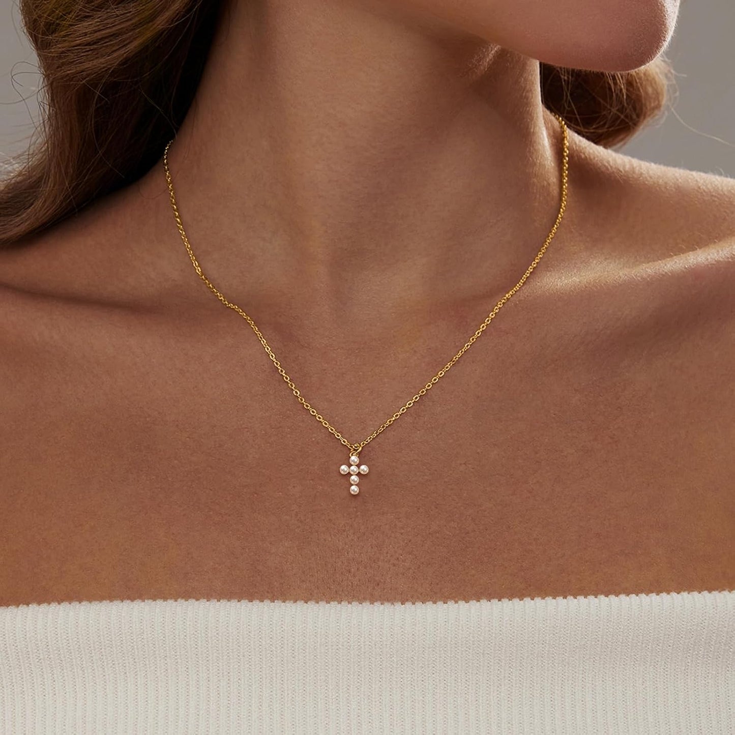 Cross Necklace - 18K Gold/Silver Plated With Cubic Zirconia, Simple Layered Design Dainty Religious Jewelry Gift For Women