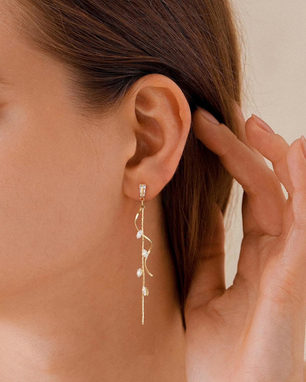 Dangle Earrings for Women- 14K Gold Plated Butterfly Heart Star Hoop Chain Tassel Design Long Dangle Earrings