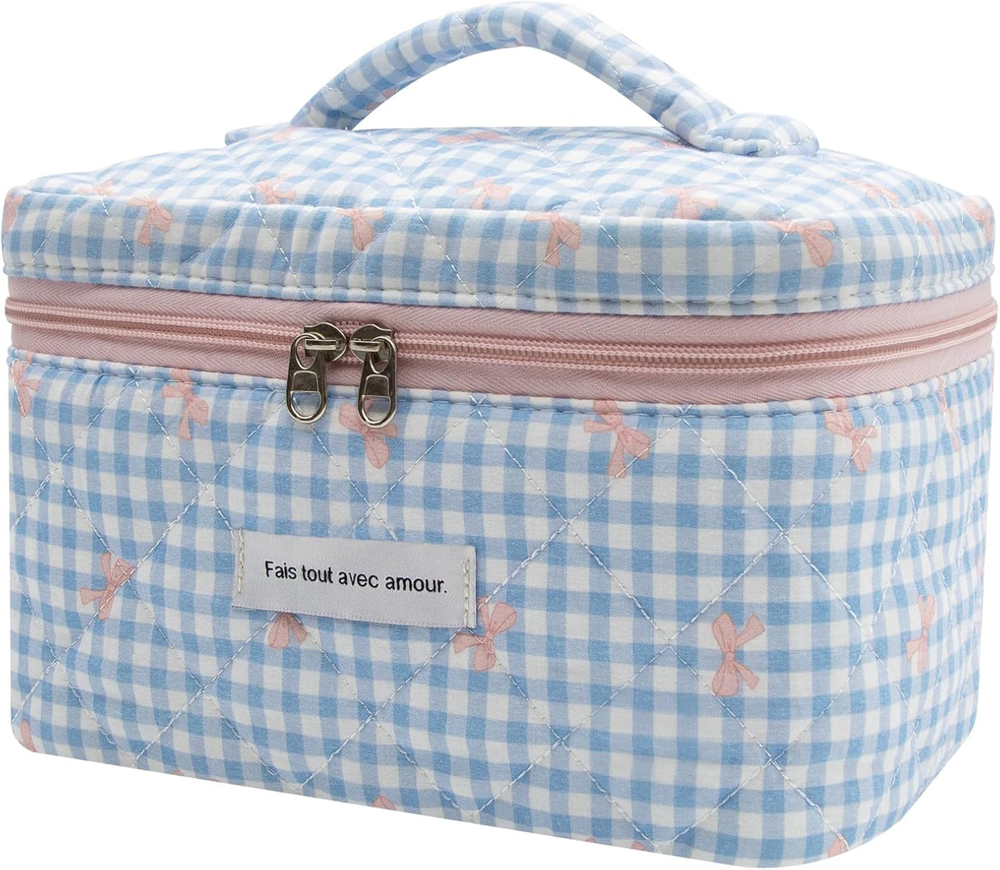 Large Makeup Bag, Cute Cosmetic Bag for Women Girls, Floral Coquette Aesthetic Toiletry Bag, Travel Make Up Organizer Bag (BDLH)