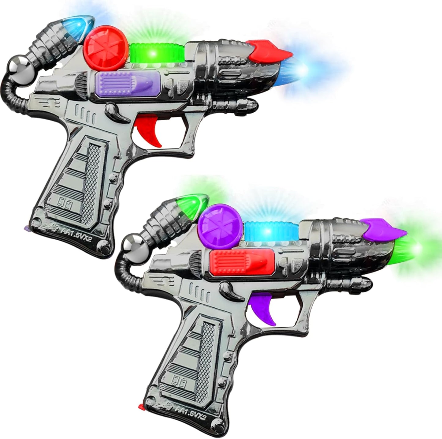 OMOMMD Ranger Hand-Gun Toy Set with Flashing Lights & Sounds, 2 Cool Futuristic Handguns, Pretend Play, Great Party Favor, Gift for Boys and Girls, Batteries Included- Colors May Vary