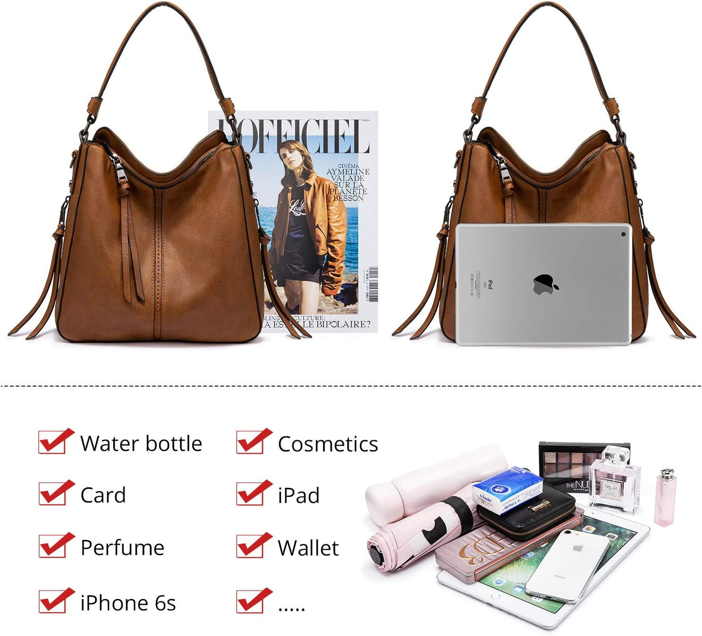 Crossbody Bags Designer Faux Leather Handbags Retro Large Size Shoulder Bag Bucket Purse