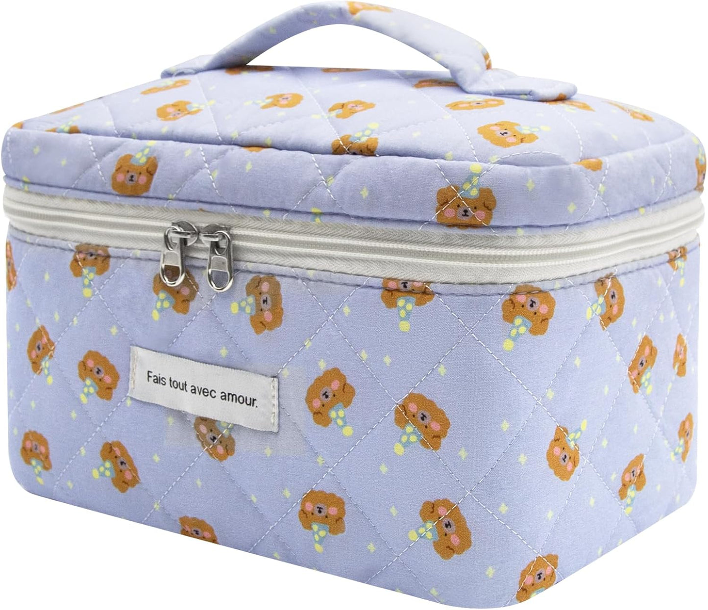 Large Makeup Bag, Cute Cosmetic Bag for Women Girls, Floral Coquette Aesthetic Toiletry Bag, Travel Make Up Organizer Bag (BDLH)
