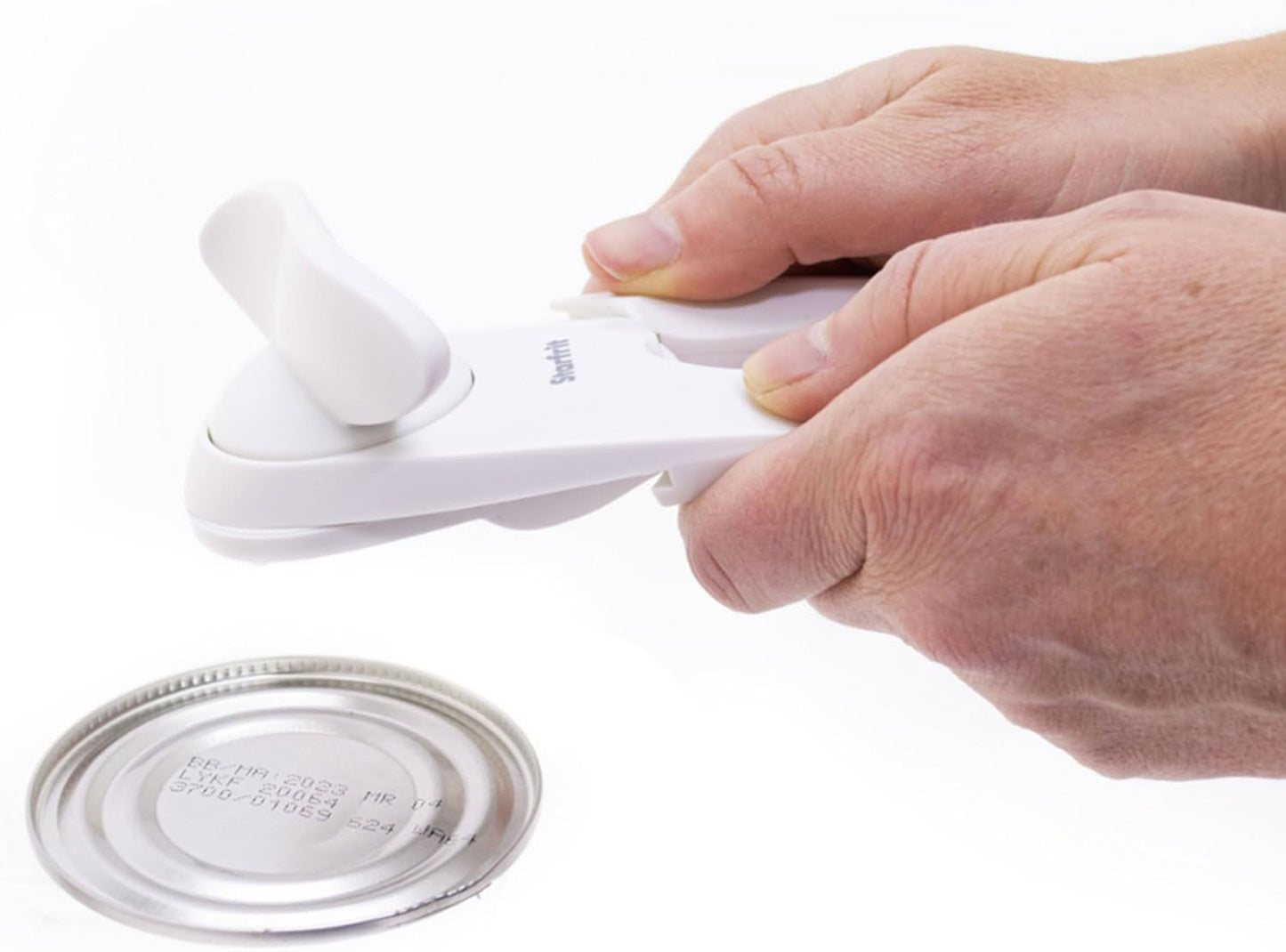 Beaver Can Opener - Safe - Holds and Leaves No Sharp Edges on Lid - Comfort Grip