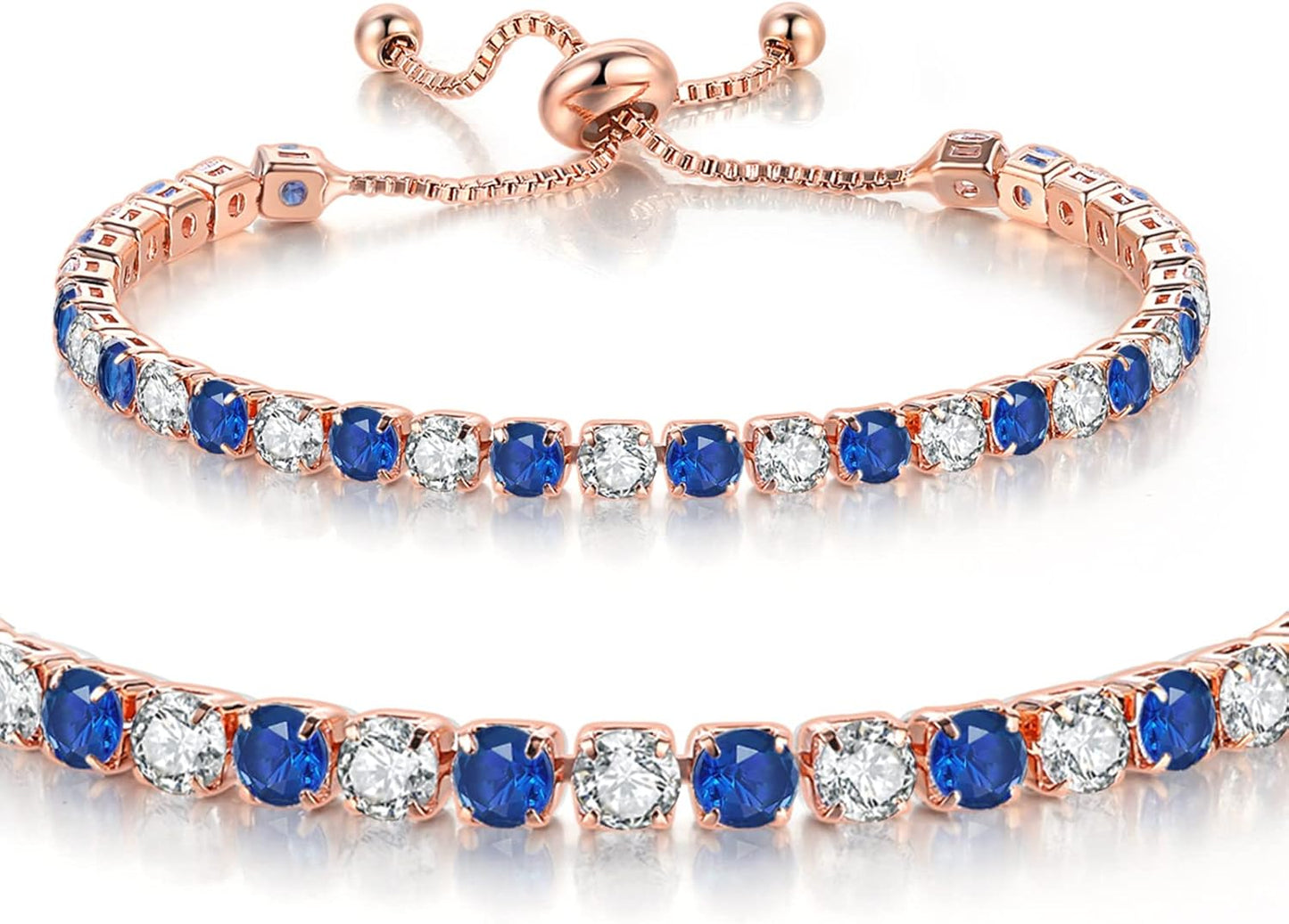 Tennis Bracelets for Women White Gold Plated Diamond AAA+ Cubic Zirconia CZ Dainty Classic Adjustable Slider