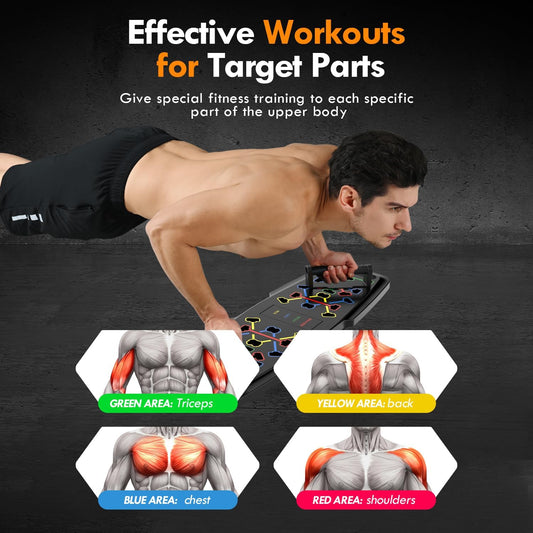 OMOMMD Push Up Board,Home Gym,Portable Exercise Equipment,Pilates Bar and 20 Fitness Accessories with Resistance Bands and Ab Roller Wheel,Full Body Workout at Home