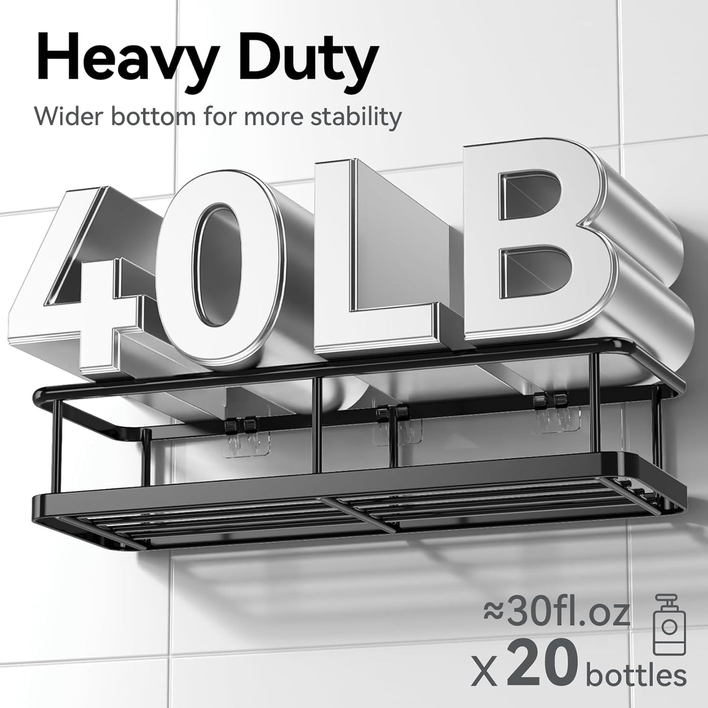 Shower Caddy, No Drilling 6 Pack Large Capacity Bathroom Shelves for Kitchen & Home Decor