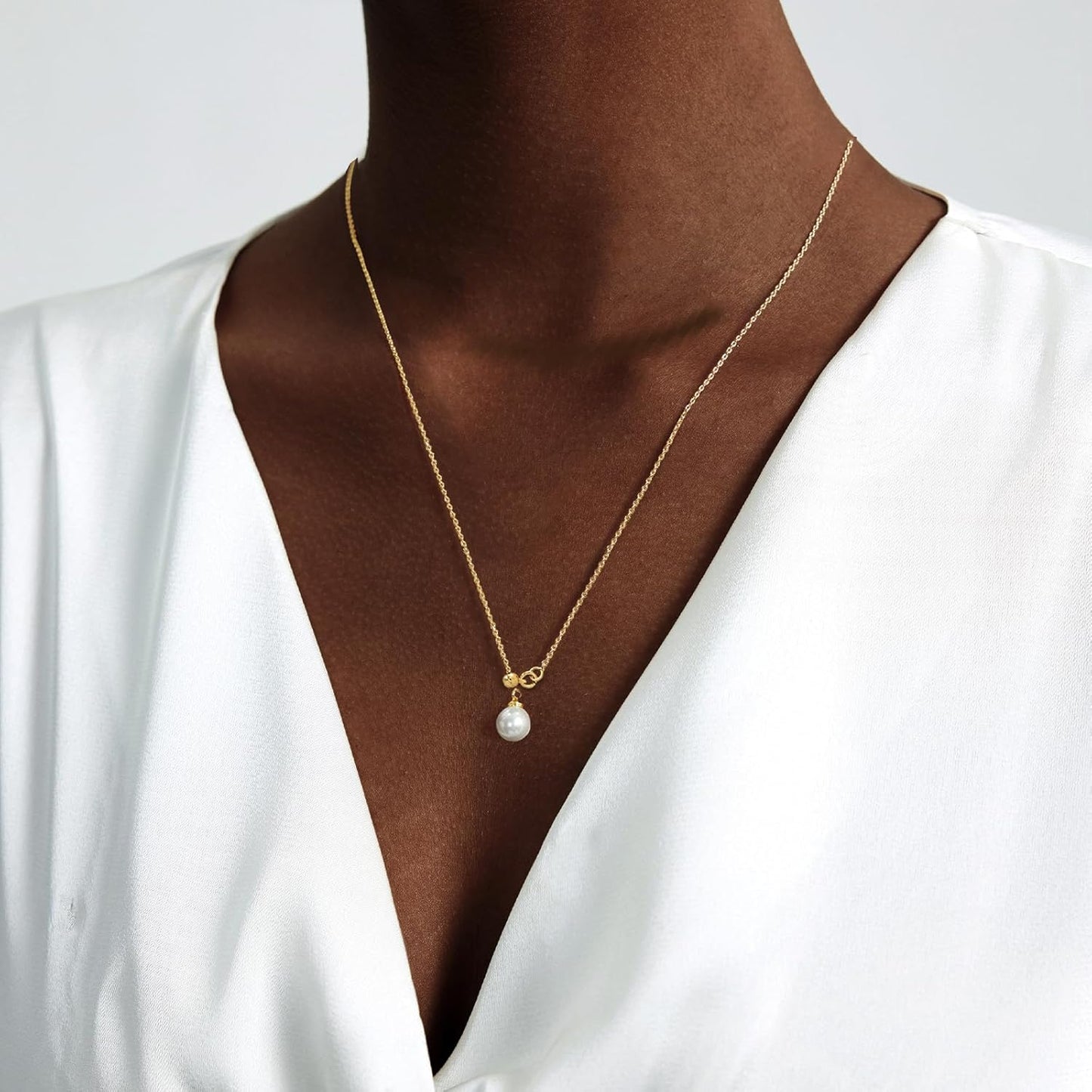 Lariat Gold Necklace for Women: Dainty 14K Gold Plated/Silver Y-Shaped Beaded Drop Chain, Trendy Gift