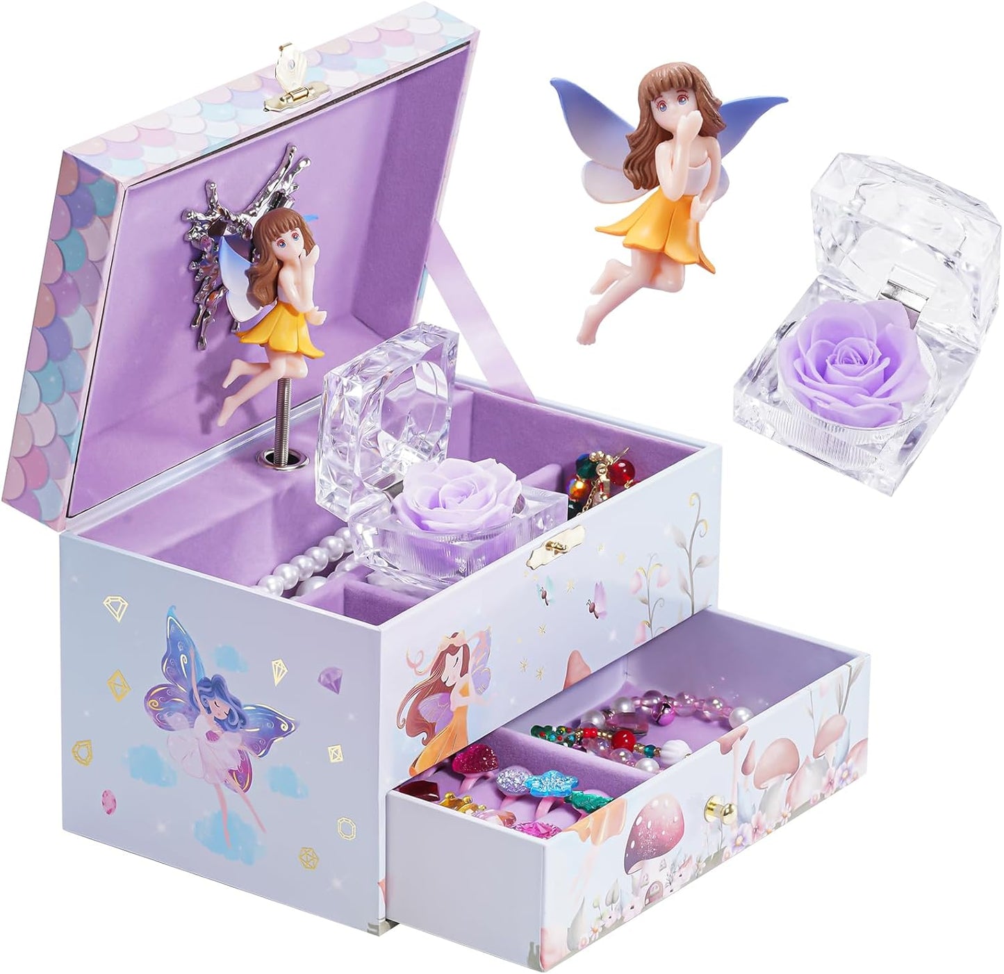 Children's Jewelry Box, Kids Jewelry Organizer with Unicorn for Little Girls, Jewelry Case Gift