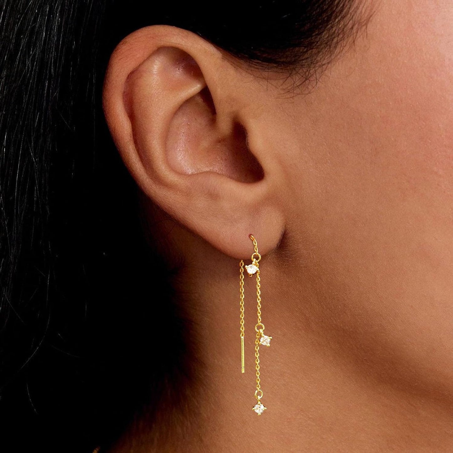 Gold Earrings for Women Trendy, Simple Dainty 14K Gold Plated Paperclip Square Chain Link Dangle Pin Stud Huggie Earrings Lightweight