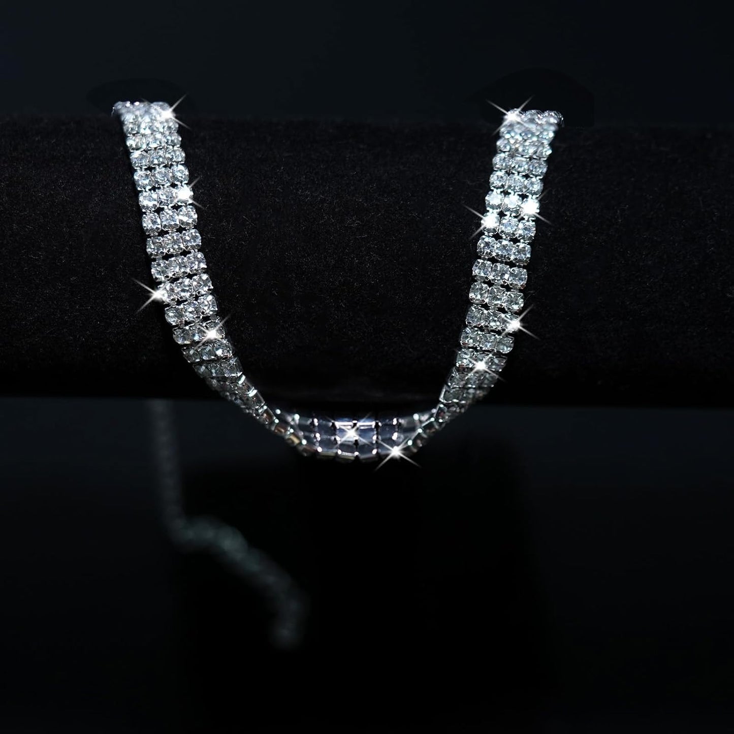 Silver Rhinestone Choker Necklace for Women, Sparkly Crystal Diamond Choker for Party Prom Wedding Jewelry Accessories