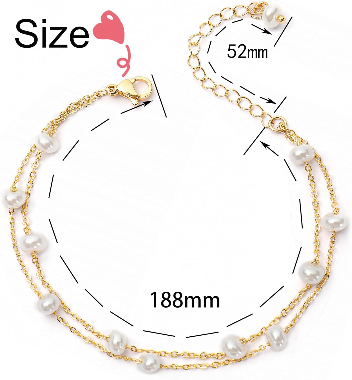 Gold Pearl Bracelets for Women - Dainty 14K Gold Plated Pearls Bracelet Trendy Beaded Chain Jewelry Gifts for Women