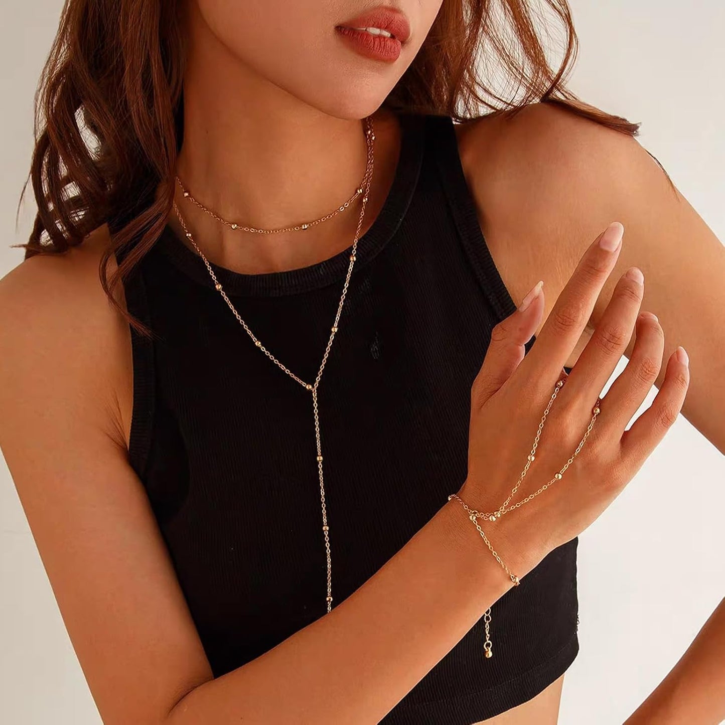 Adjustable Y-Lariat Necklace | 14K Gold/Silver Dainty Beaded Drop Chain - Boho Jewelry Gift for Her