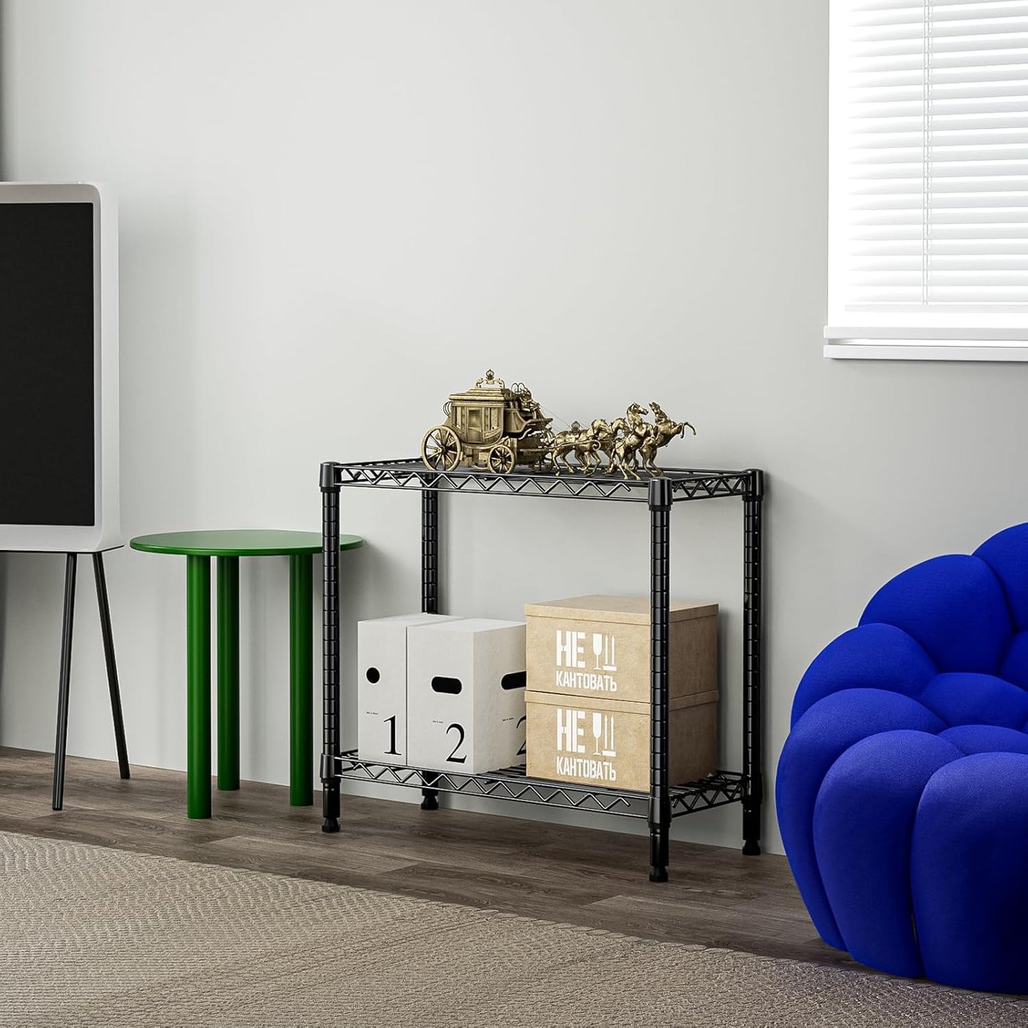 220 lbs 2 Tier Storage Rack Metal Wire Shelving Unit, Storage Standing Household Shelf Organizer