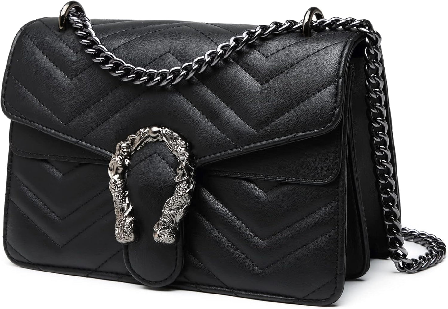 Crossbody Bags for Women - Snake Printed Clutch Purses Leather Chain Shoulder Bags Evening Handbags