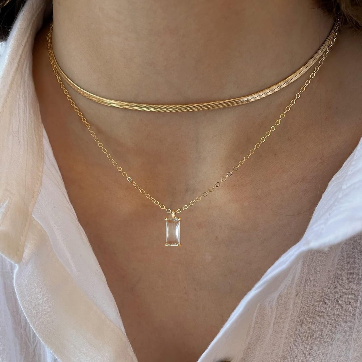 Diamond Choker Necklace for Women: Dainty 14K Gold/Sterling Silver Gold Plated CZ Jewelry, Trendy Gift