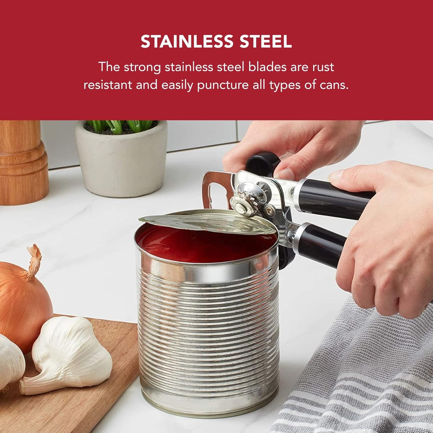 Multifunction Can Opener and Bottle Opener Easy to Use, Razor Sharp Stainless Steel Cutting Wheel, Soft Ergonomic Handles