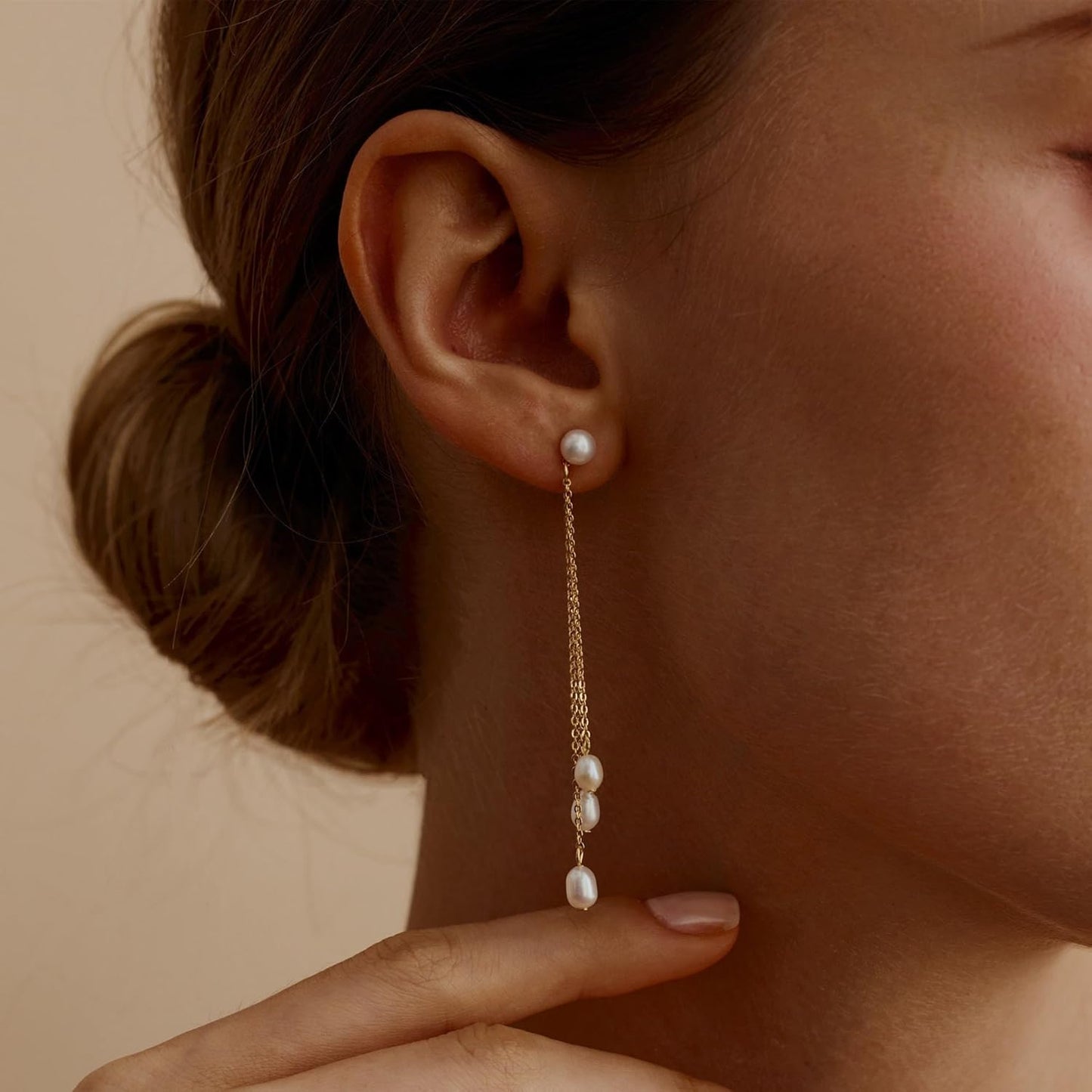 Gold Earrings for Women, 14K Gold Plated Tassel Dangle Earrings for Women Trendy Hypoallergenic Long Chain Earring