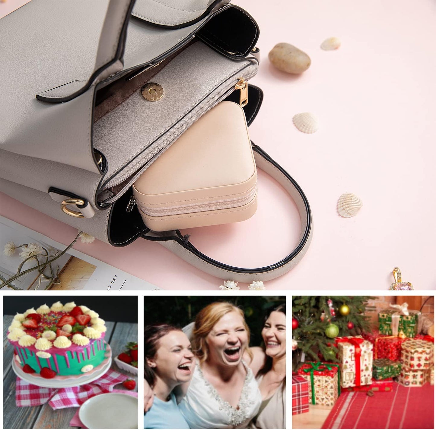Travel jewelry box Travel Jewelry Organizer Small box Gift for Girls Women with Mirror
