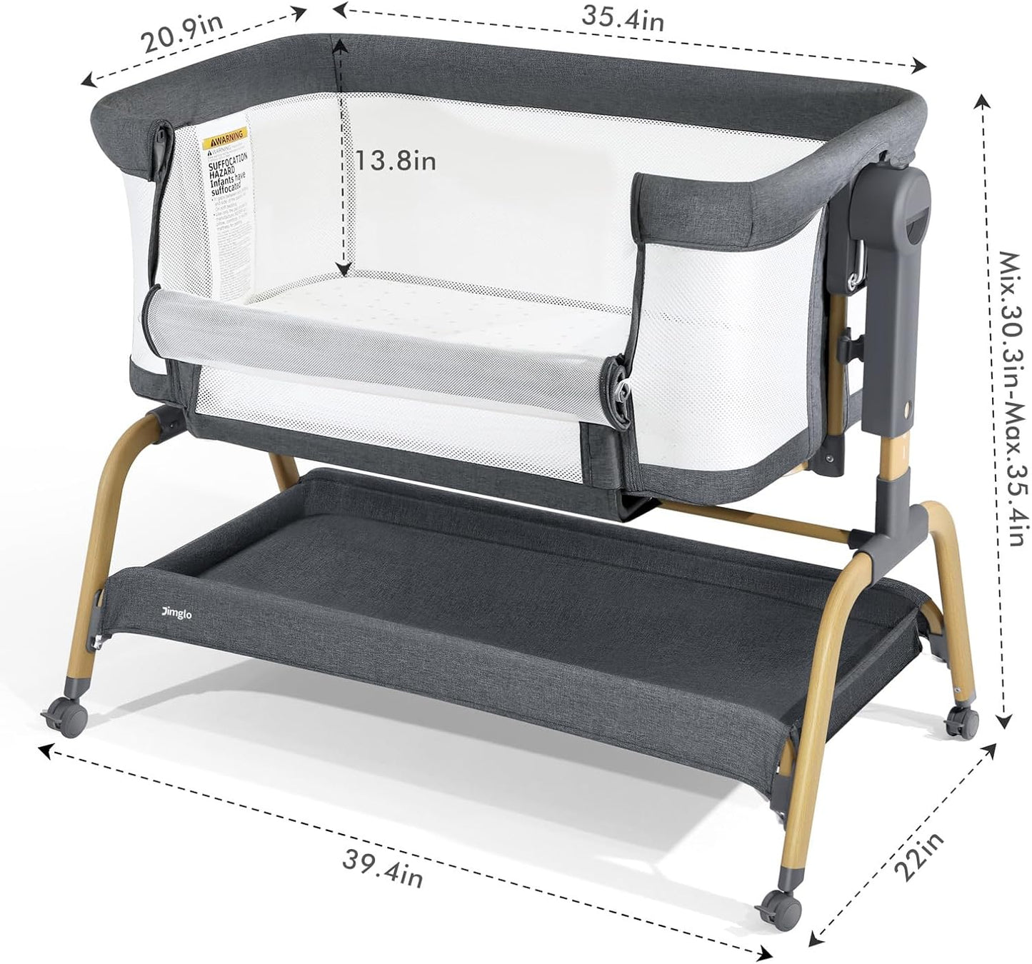 for Newborn 3 in 1 Baby Bassinet, Bedside Bassinet for Baby, Rocking Bassinet with Comfy Mattress and Wheels