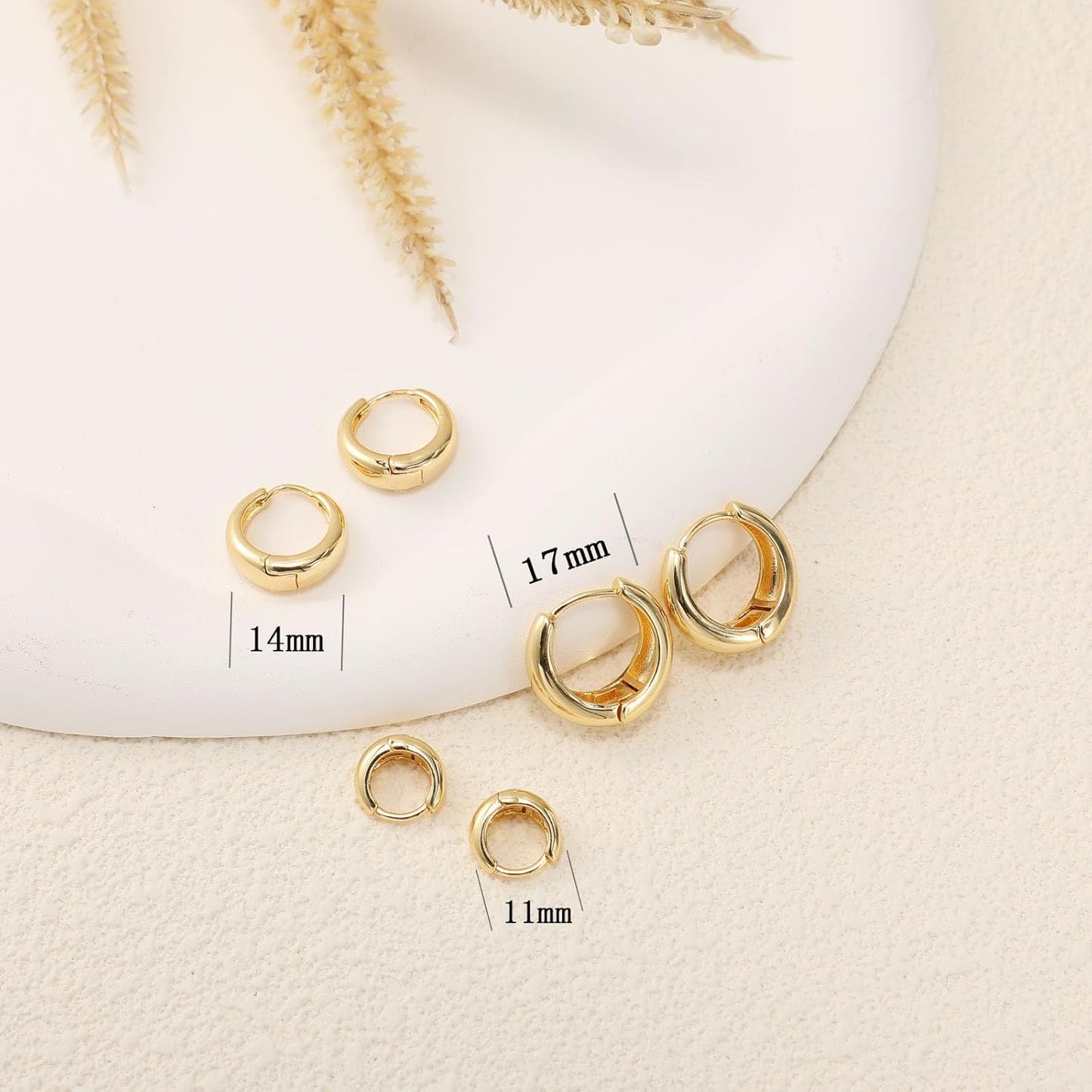 Gold Hoop Earrings Set for Women Trendy, 14K Gold Plated Lightweight Small Gold/Silver Hoop Earrings for Women Chunky Open