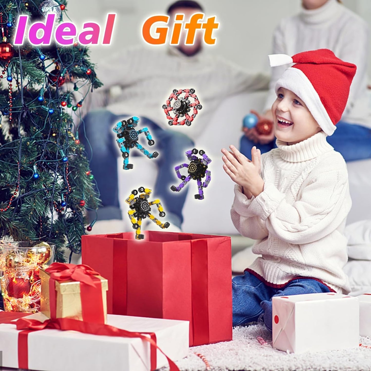 OMOMMD Easter Basket Stuffers,Transformable Fidget Spinners Toys 4 Pcs for Kids and Adults Stress Relief Sensory Toys for Boys and Girls Age 8-13 Fingertip Gyros Easter Party Favors Birthday Gifts for Teens
