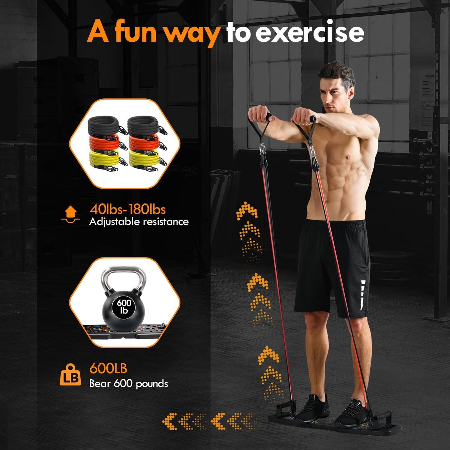OMOMMD Push Up Board,Home Gym,Portable Exercise Equipment,Pilates Bar and 20 Fitness Accessories with Resistance Bands and Ab Roller Wheel,Full Body Workout at Home