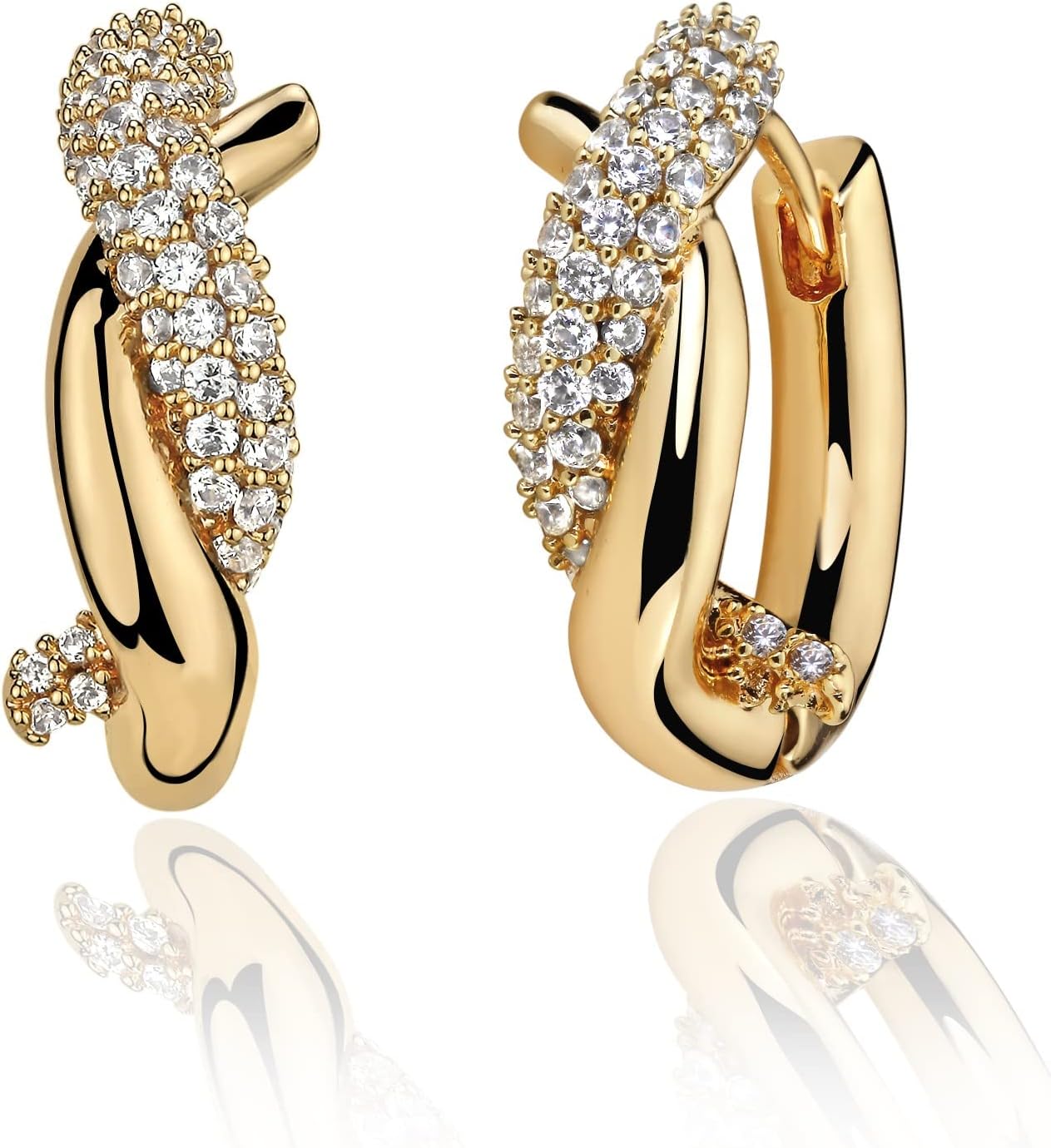 Cubic Zirconia Huggie Earrings 14k Gold Plated Tiny Earrings Small Huggie Hoop Earrings Simple Lightweight Hoops Gift for Women