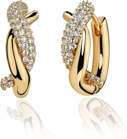 Cubic Zirconia Huggie Earrings 14k Gold Plated Tiny Earrings Small Huggie Hoop Earrings Simple Lightweight Hoops Gift for Women