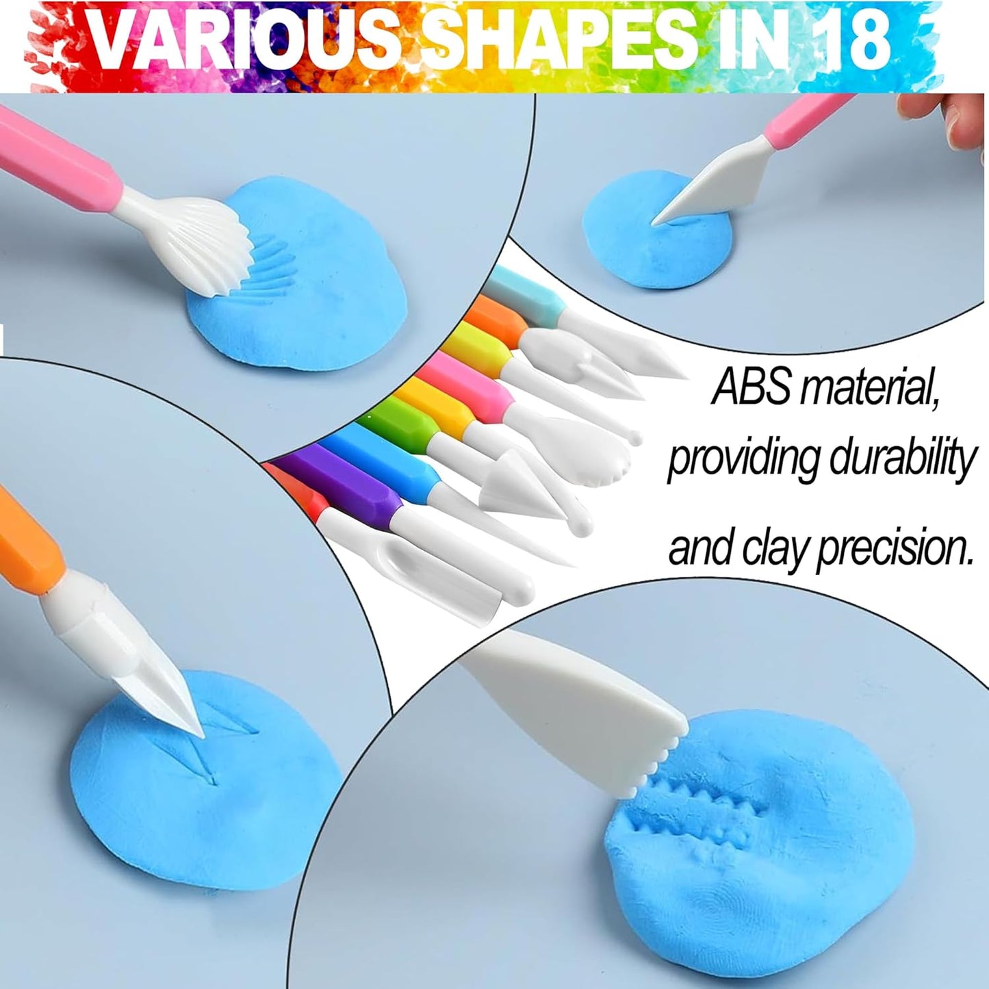 OMOMMD Air Dry Clay Tools for Kids Ages 8+ Pottery Clay Tool Kit Plastic Clay Sculpting Tools Set for DIY Project, Modeling Polymer Clay Toys – Safe & Easy Grip for Beginners & Craft Lovers