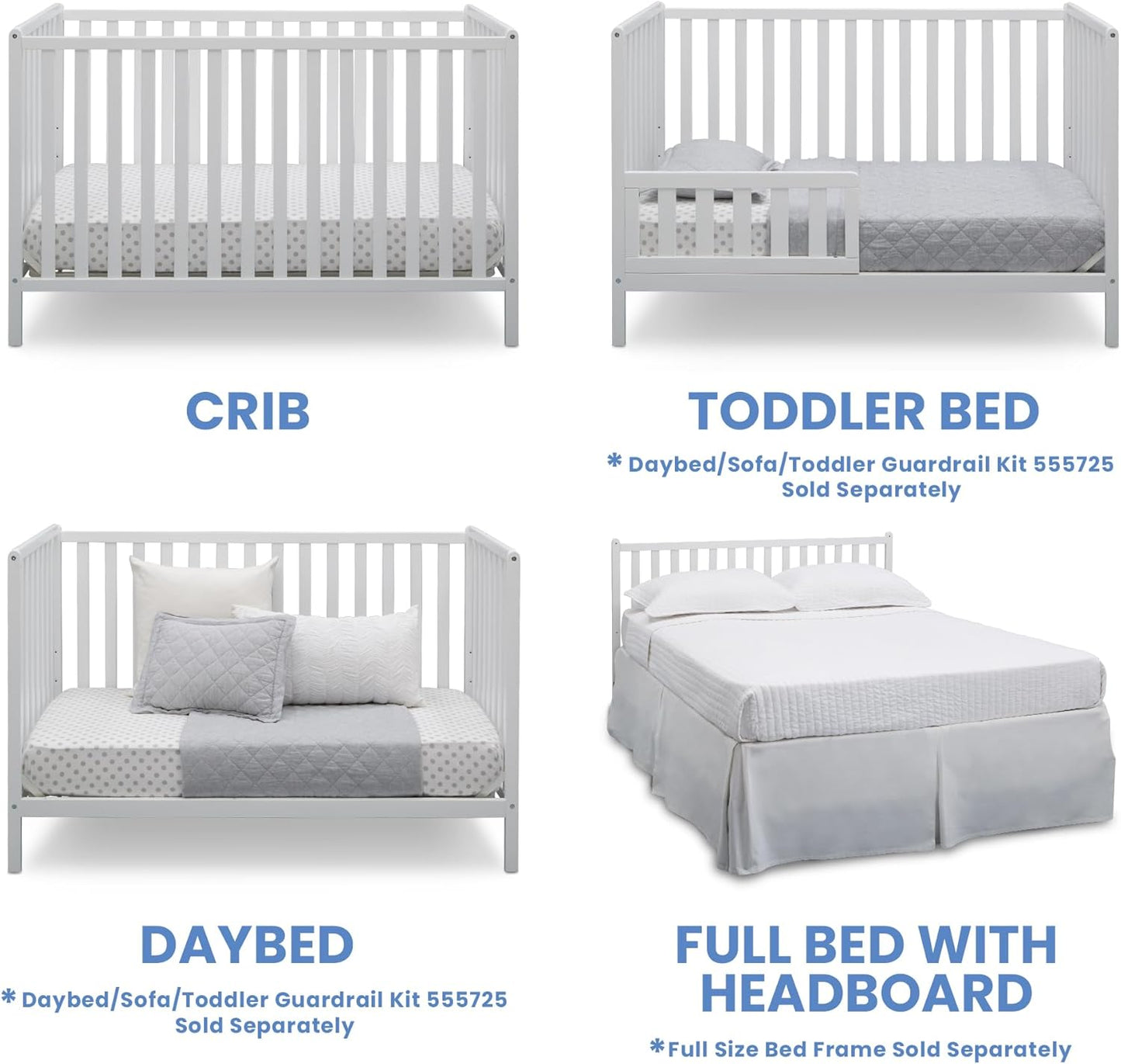 4-in-1 Convertible Crib - Gold Certified, Crib to Toddler Bed, Daybed, Fits Standard Full-Size Crib Mattress