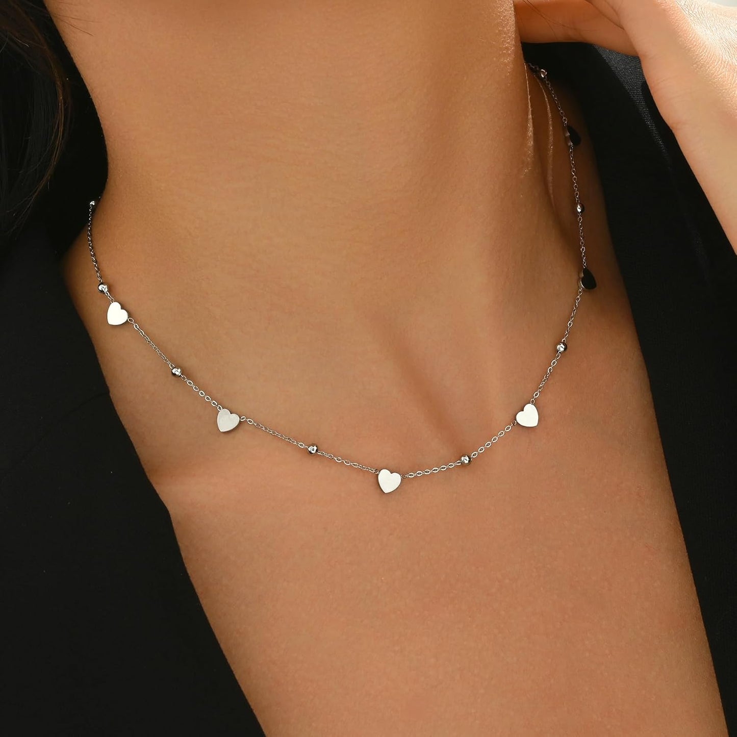 Colorful Beaded Necklace - Freshwater Pearl & Evil Eye Pendant, Stainless Steel 18K Gold Plated Y2K Trendy Jewelry for Women & Teen Girls