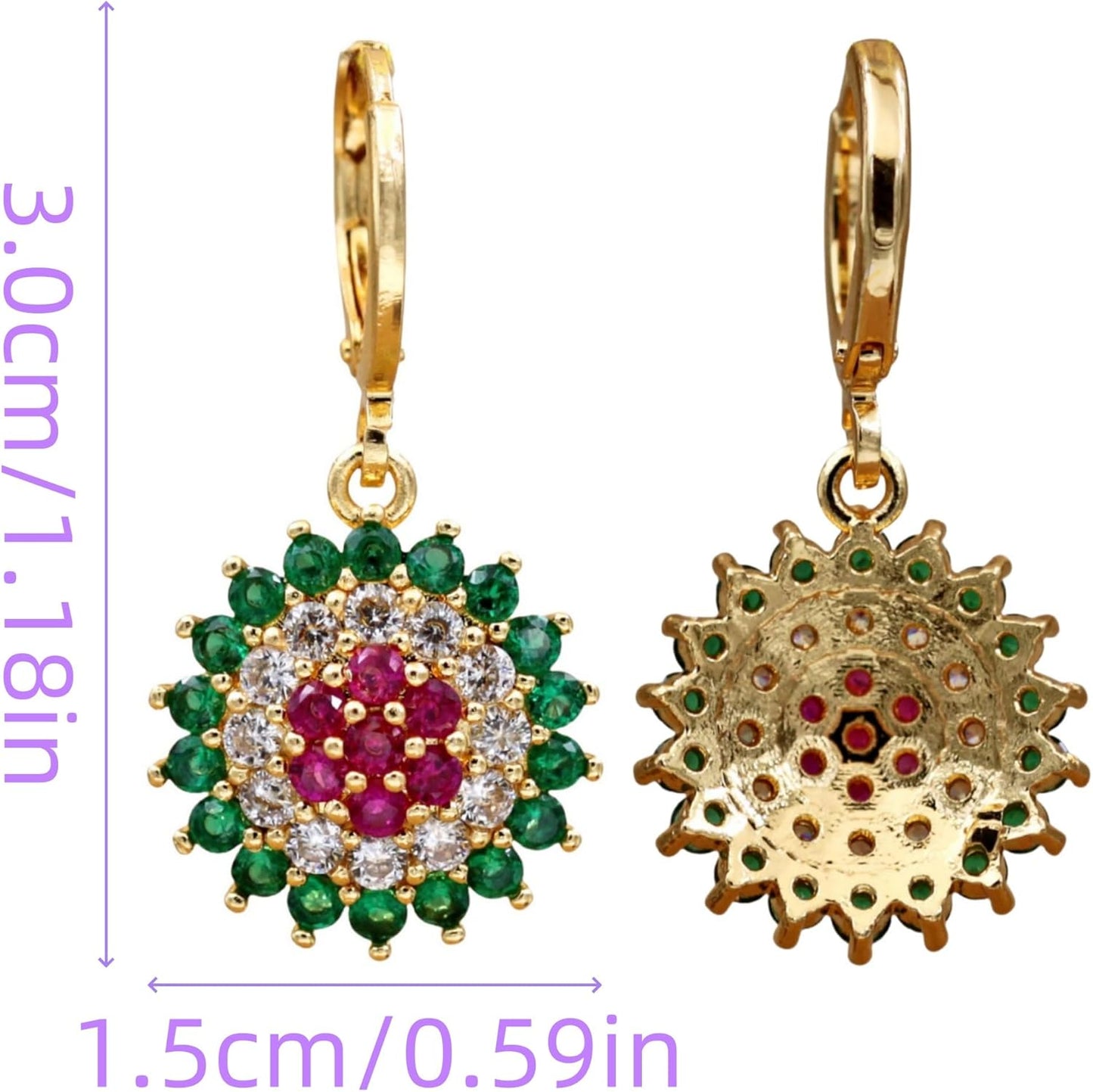Vuskdtei18K Gold Plated Flower Dangle Earrings for Women, Hypoallergenic Cubic Zirconia Earrings, Elegant Chandelier Drop Earrings