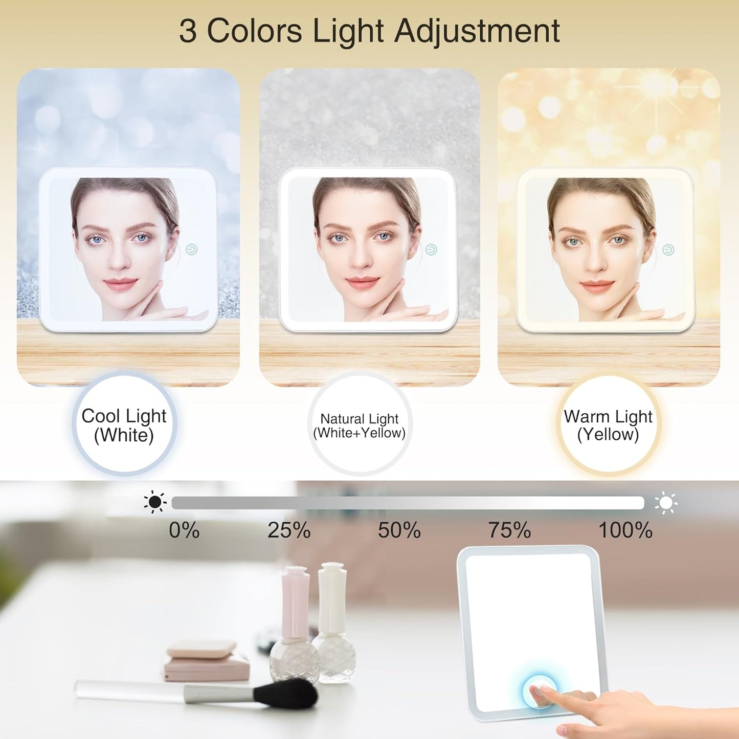 Travel Makeup Bag With LED Mirror, Portable Makeup Artist Organizer Bag with Adjustable Dividers