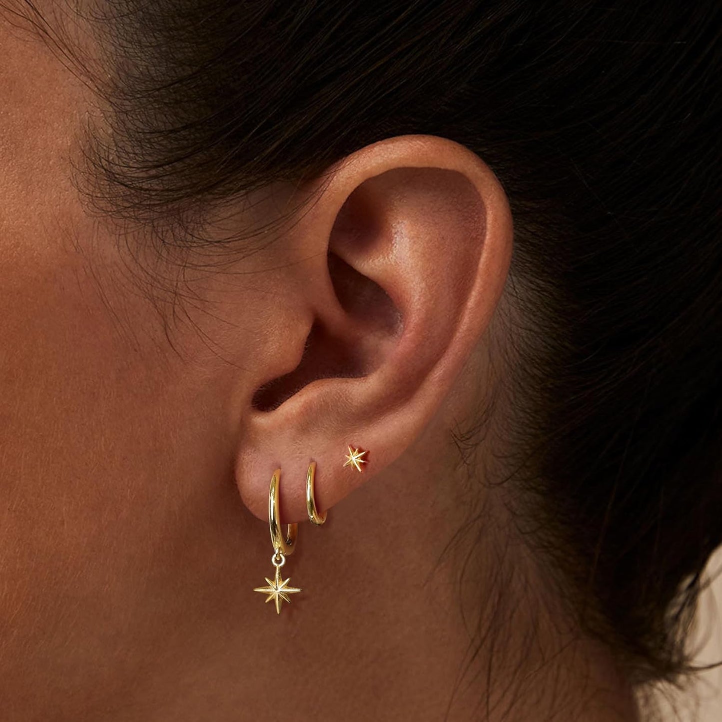 Freekiss 3 Pairs Gold Hoop Earrings Set: Dainty Stud Earrings Trendy Small 14K Gold Plated Hypoallergenic Dangle Cartilage