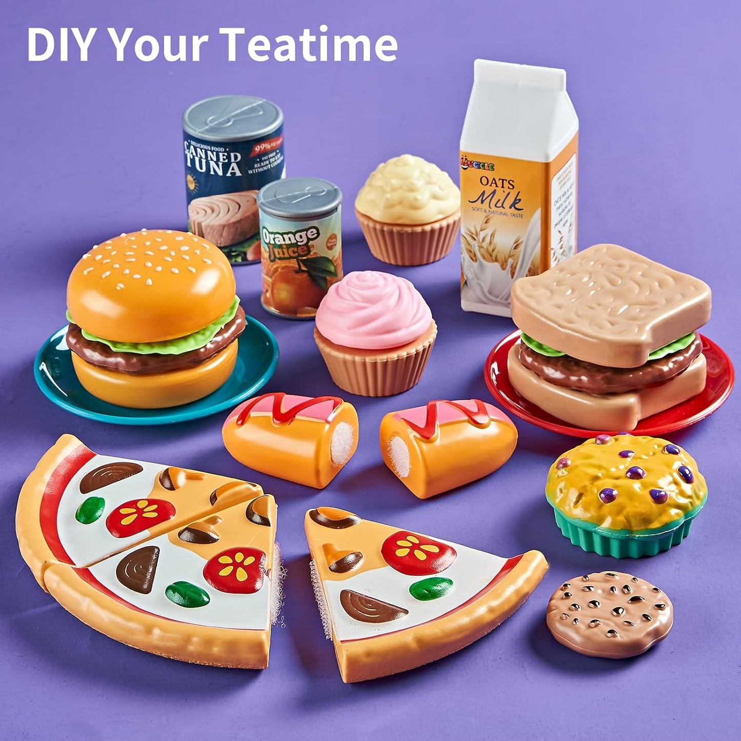 OMOMMD Pretend Play Food for Kids Kitchen, 78Pc Cutting Toy Food with Storage Bag