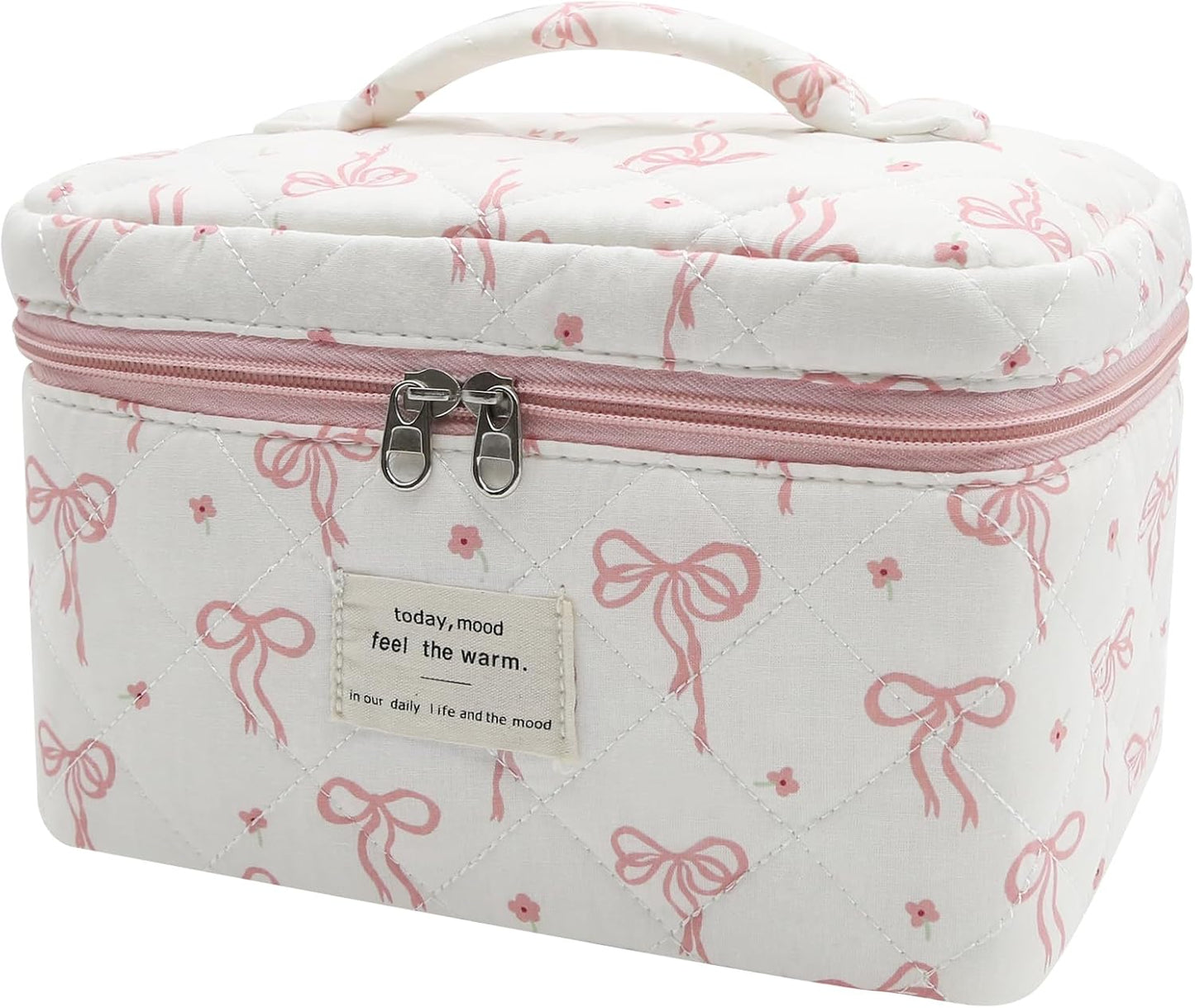 Large Makeup Bag, Cute Cosmetic Bag for Women Girls, Floral Coquette Aesthetic Toiletry Bag, Travel Make Up Organizer Bag (BDLH)